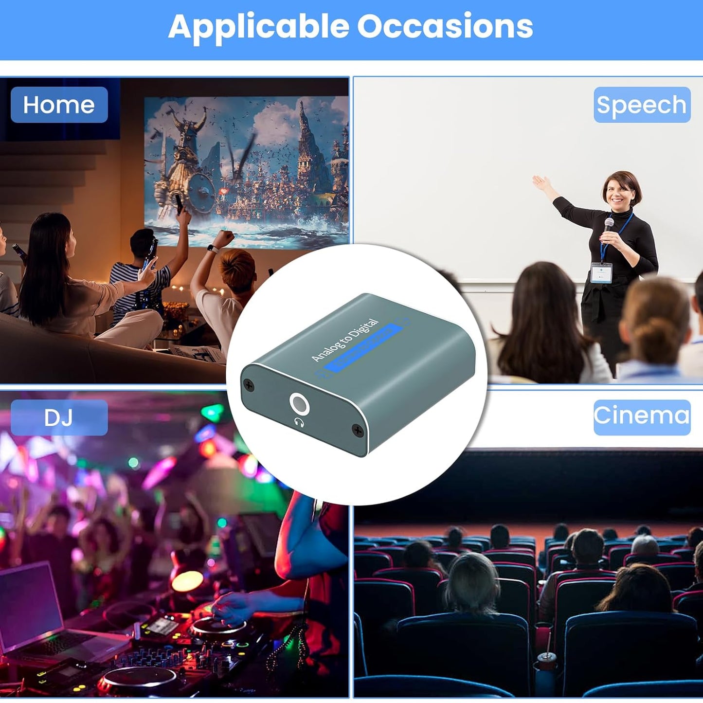3.5mm 3.5mm to Optical Adapter Aluminum RCA to Optical Audio Converter Analog to Digital Audio Converter with Cable AUX