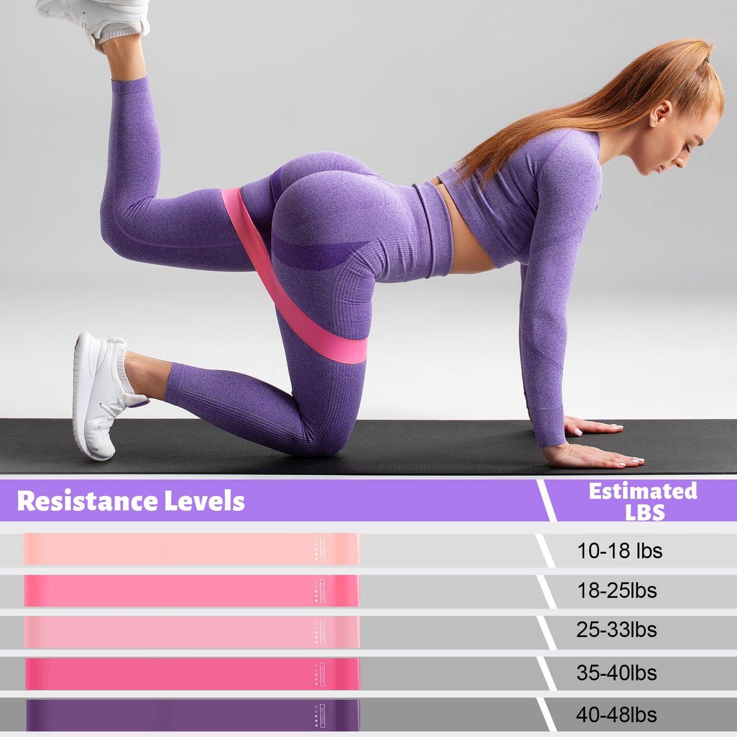 RoundFunny Pilates Ring Circle Set 18 Pcs Exercise Equipment Accessories for Women Workouts Pilates Ball Stretching Strap Magic Circle Yoga Ring Gym Back Bag Resistance Band Anti Slip Socks (Purple)