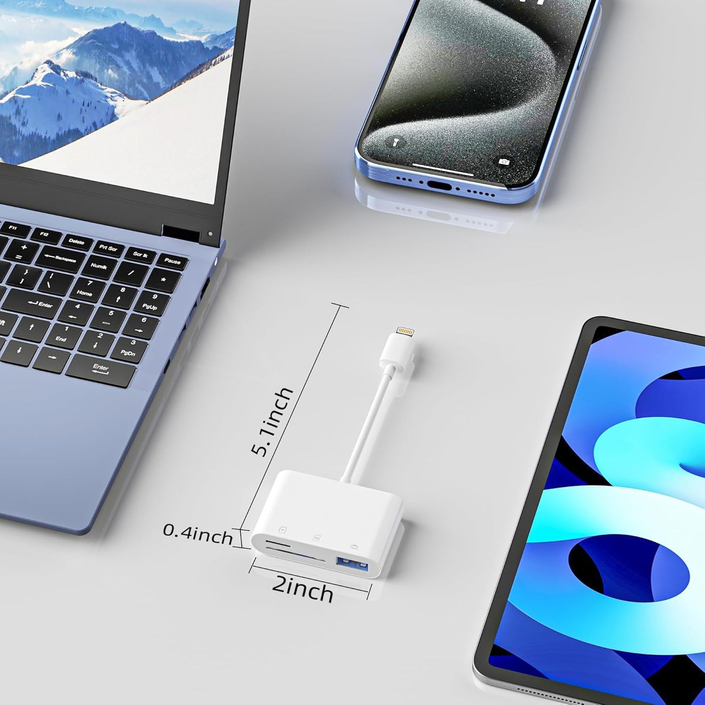 Bwttcb 13 12 11 SD Card Reader for iPhone, Memory Card Veiwer Support SD and TF Card, USB Digital Camera Adapter