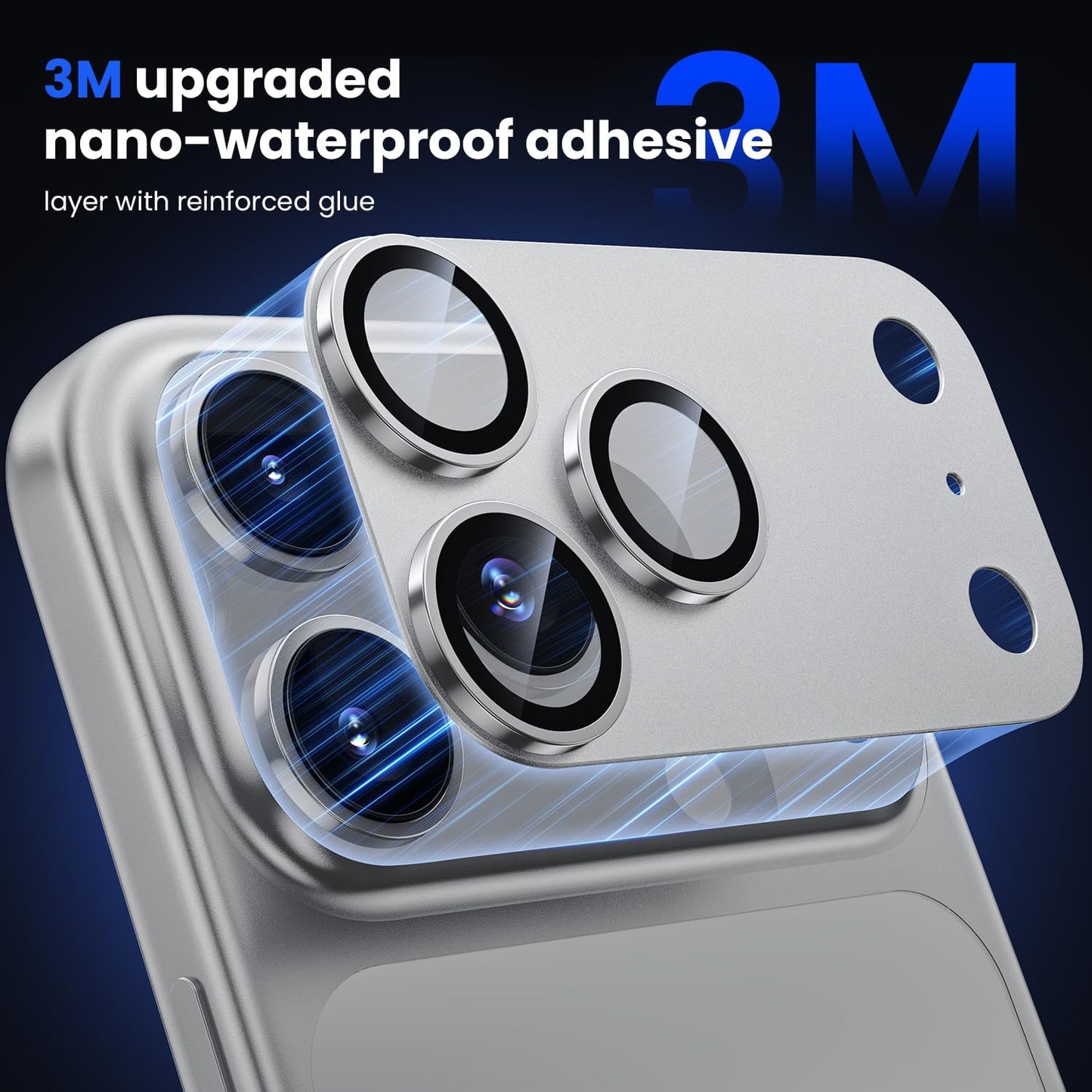 17 WSKEN for iPhone Pro Max Camera Lens Protector, [Military Grade Shatterproof] [Strong Adhesion] Metal Aluminum Alloy