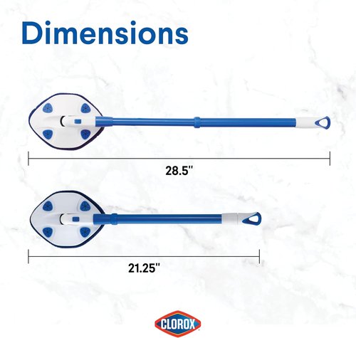 Clorox Extendable Tub & Tile Scrubber - Heavy Duty Bathroom Cleaning Brush with Pivoting Head & Refill Pad