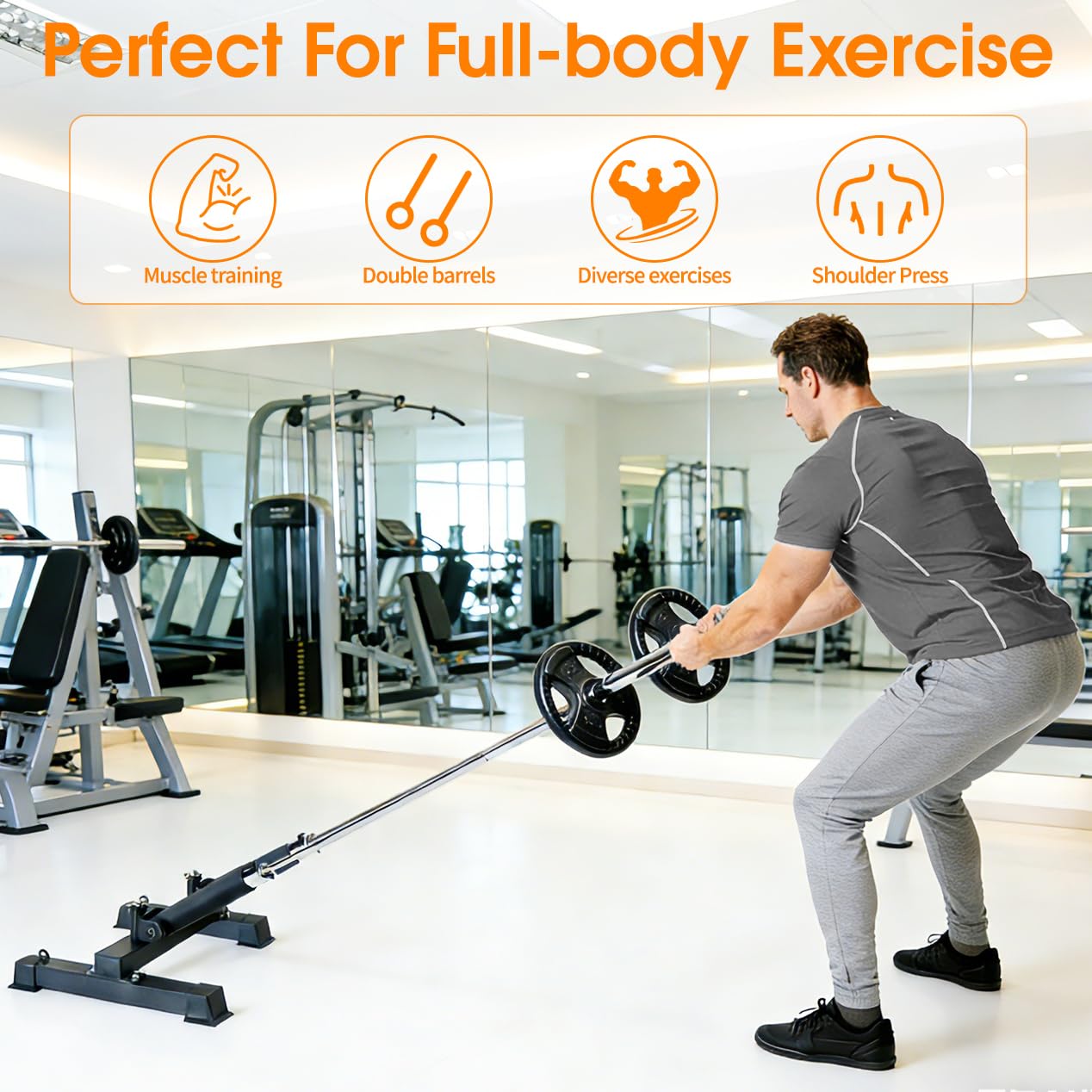 ANOSWXG 2 inch - Landmine Base Gym Equipment - T Bar Row Landmine Attachment For Barbell - Home or Small Spaces - T Bar Row Platform for Deadlift Squat Tricep Exercises (Black)