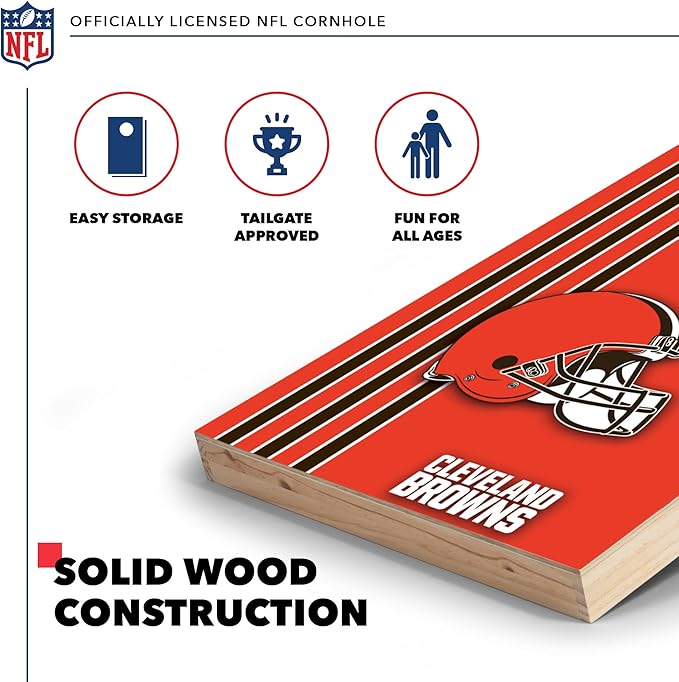 NFL 2' x 3' Solid Wood Cornhole Set with Direct Print HD Team Graphics – Great Gift for Any Football Fan! Bean Bag Toss Family Outdoor Games