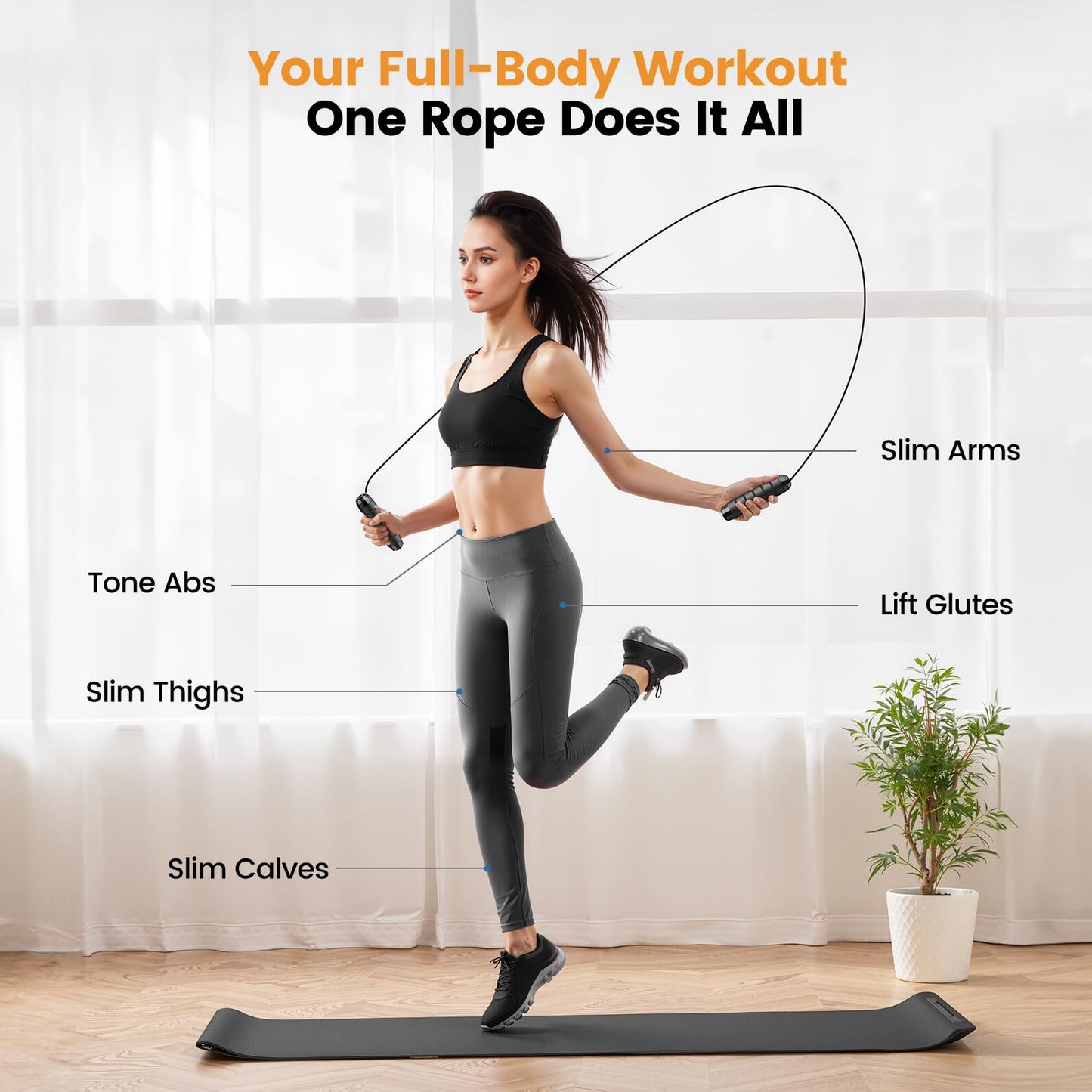 Jump Rope – Tangle-Free High-Speed Skipping Rope with Ball Bearings for Men, Women & Kids, Adjustable Steel Wire Rope with Ergonomic Foam Handles, Exercise Equipment for Home Gym, Fitness & Slim Body