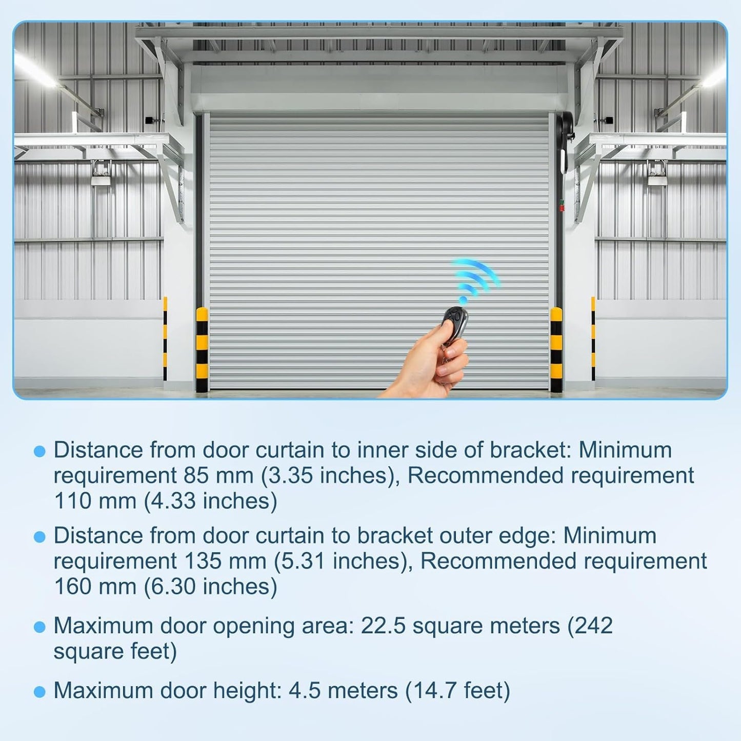 BINGOX Automatic Roll Up Garage Door Opener, 800N Quiet Roller Door Motor with 2 Remotes, Rolling Code Security, Auto Stop Safety Protection, for Residential & Commercial Roller Doors up to 14.7 ft