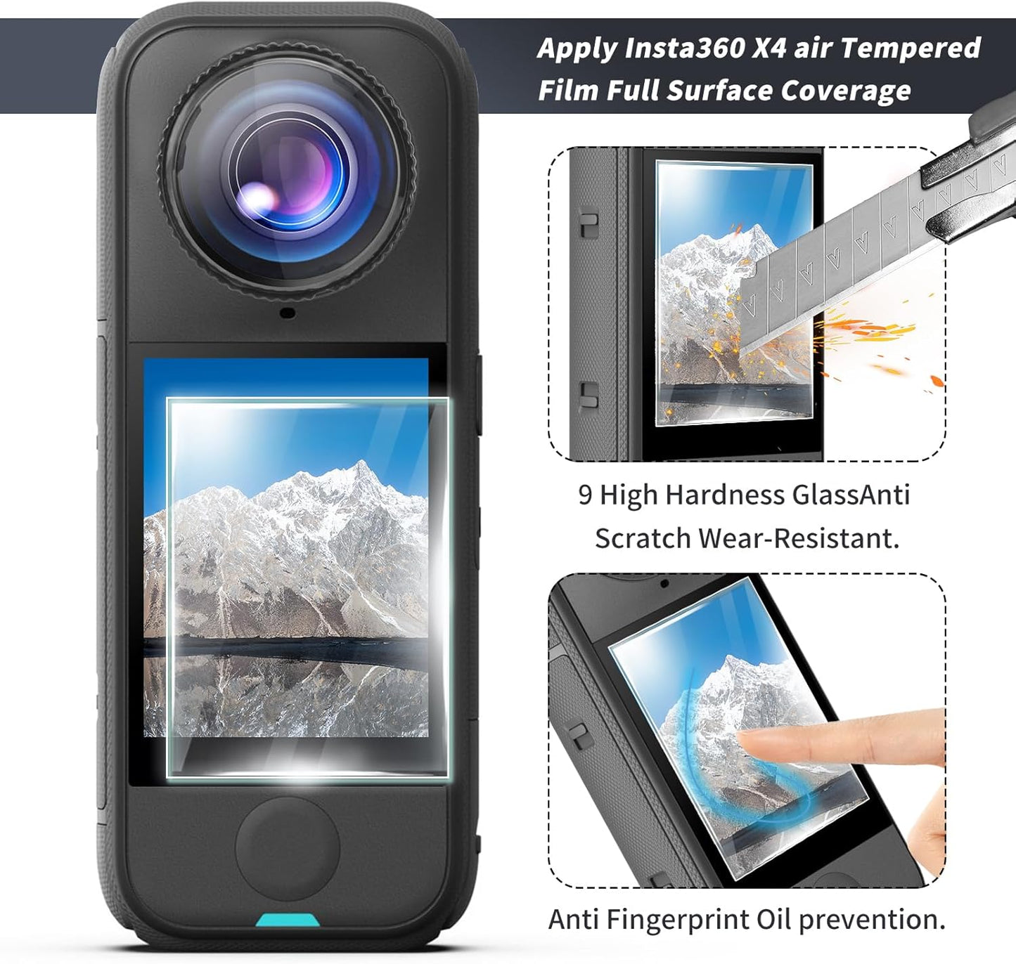 Vasgather 360 X4 Camera Protective Kit for insta Air Accessories Include-Screen Protector/Lens Guard/Silicone