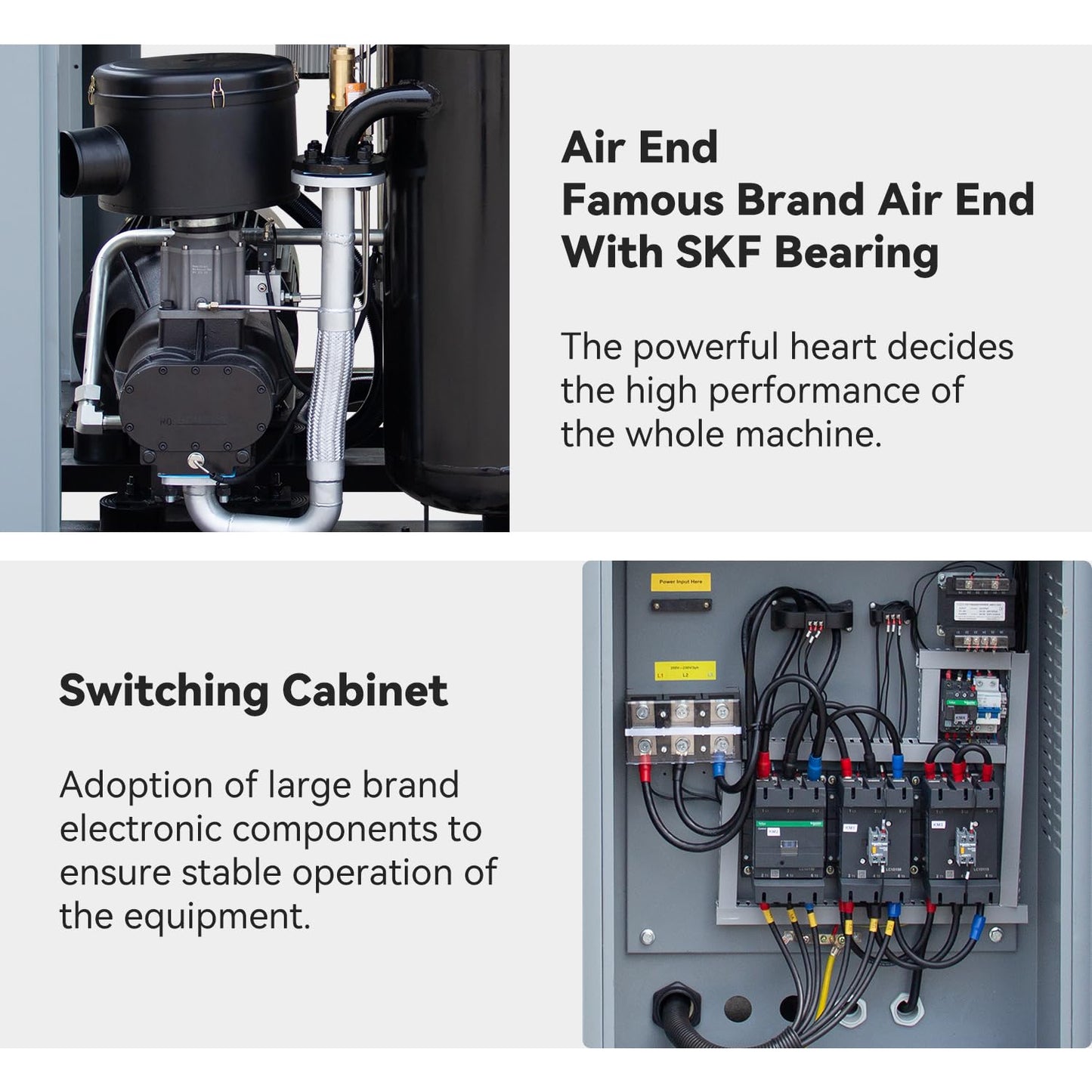 HPDAVV Rotary Screw Air Compressor 55KW 75HP 208-230V/60Hz/3-Phase Heavy Duty Stationary Industrial Air Compressed System 350CFM Max.Pressure 125PSI Commercial Air Compressor