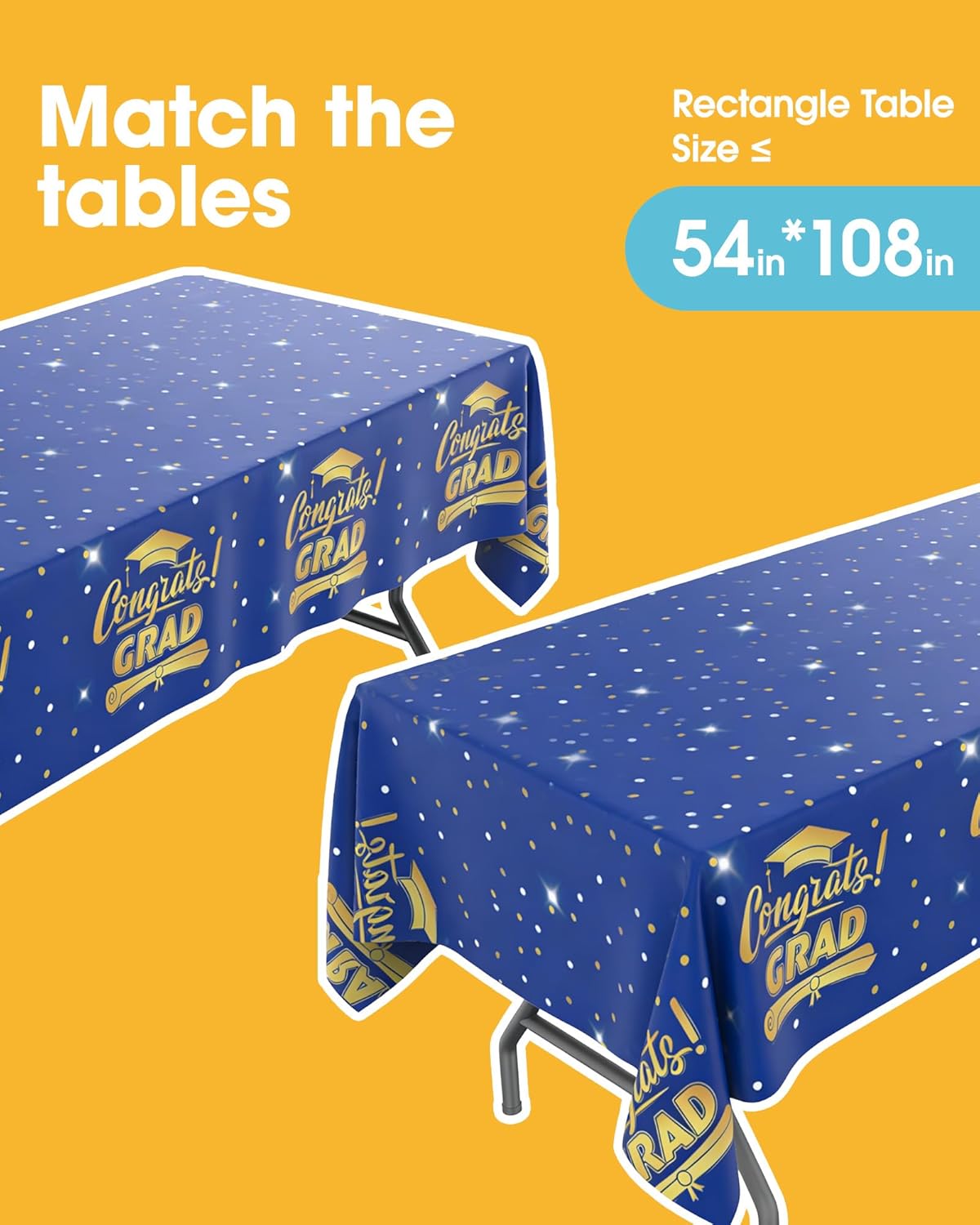 Niuara Blue Plastic Tablecloth - 4 Pack 54" × 108" Disposable Covers for 6FT Party Tables