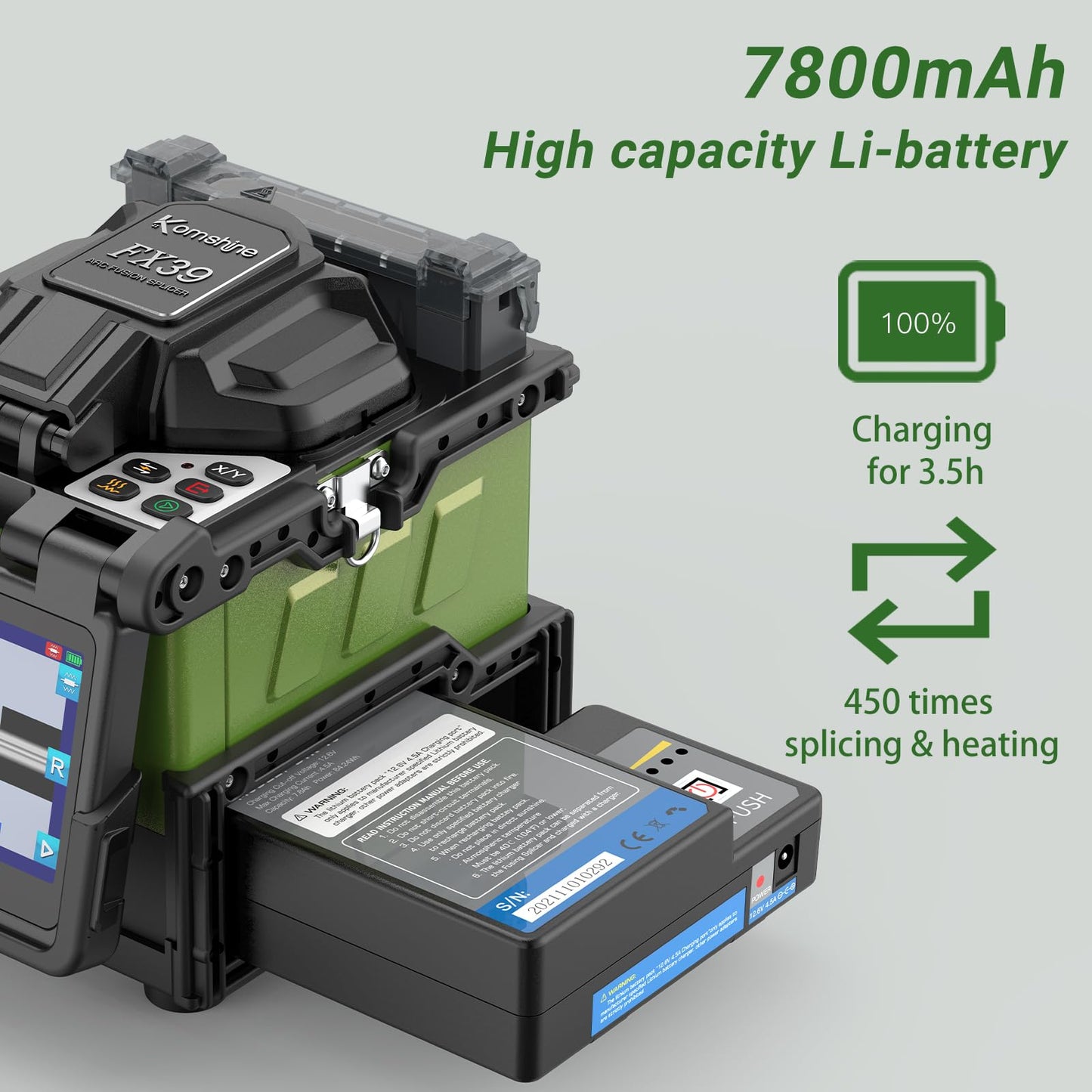KomShine FX39 Touch Screen Fiber Fusion Splicer with 5000 Times Electrodes Life, Multi Languages Splicing Machine 6S Splice, Full FTTH Testers Kit Power Meter, SM Light Source