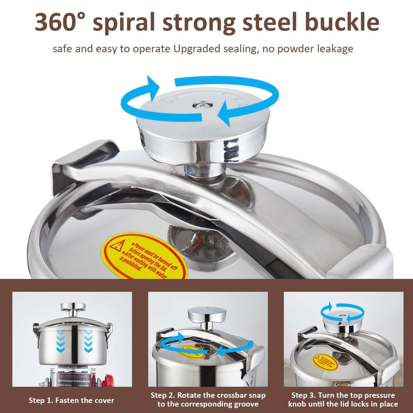 BI-DTOOL Electric Grain Mill Grinder 3600W Dry Material Grinding Machine 2000g Stainless Steel Pulverizer 36000r/min High-speed Grain Mill 270° swingable Superfine powder for Home and Commercial 2000g