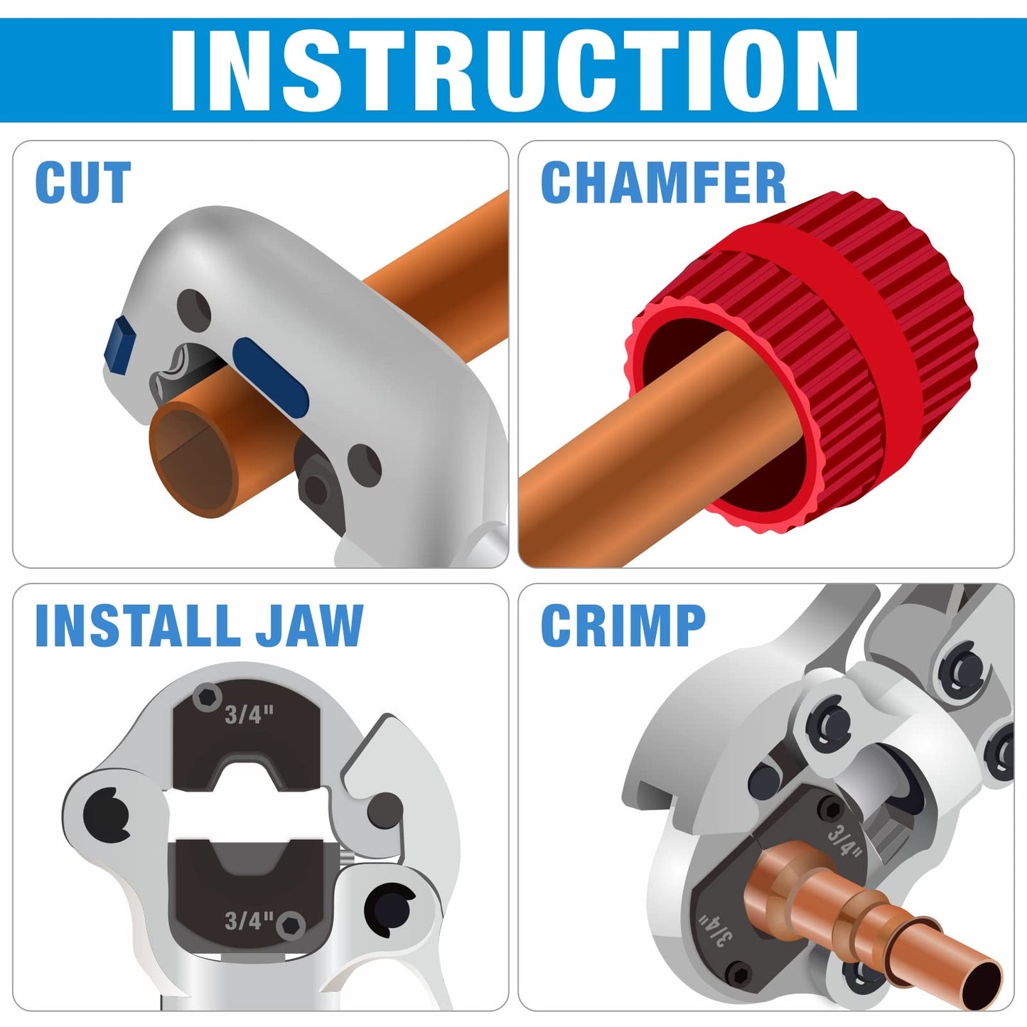 iCrimp IWS-1632AF Copper Press Tool for 1/2'', 3/4'', 1'' Viega ProPress Copper Fittings
