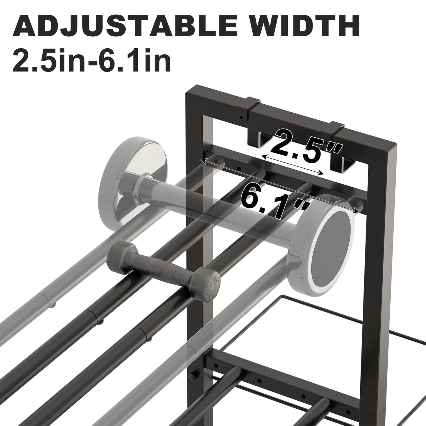 3-Tier Adjustable Dumbbell Rack Heavy Duty Metal Storage Rack, Dumbbell Weight Rack and Kettlebells Rack, Yoga Mat Organizer, Multi-Purpose Gym Equipment Storage Stand for Home Gym Accessories