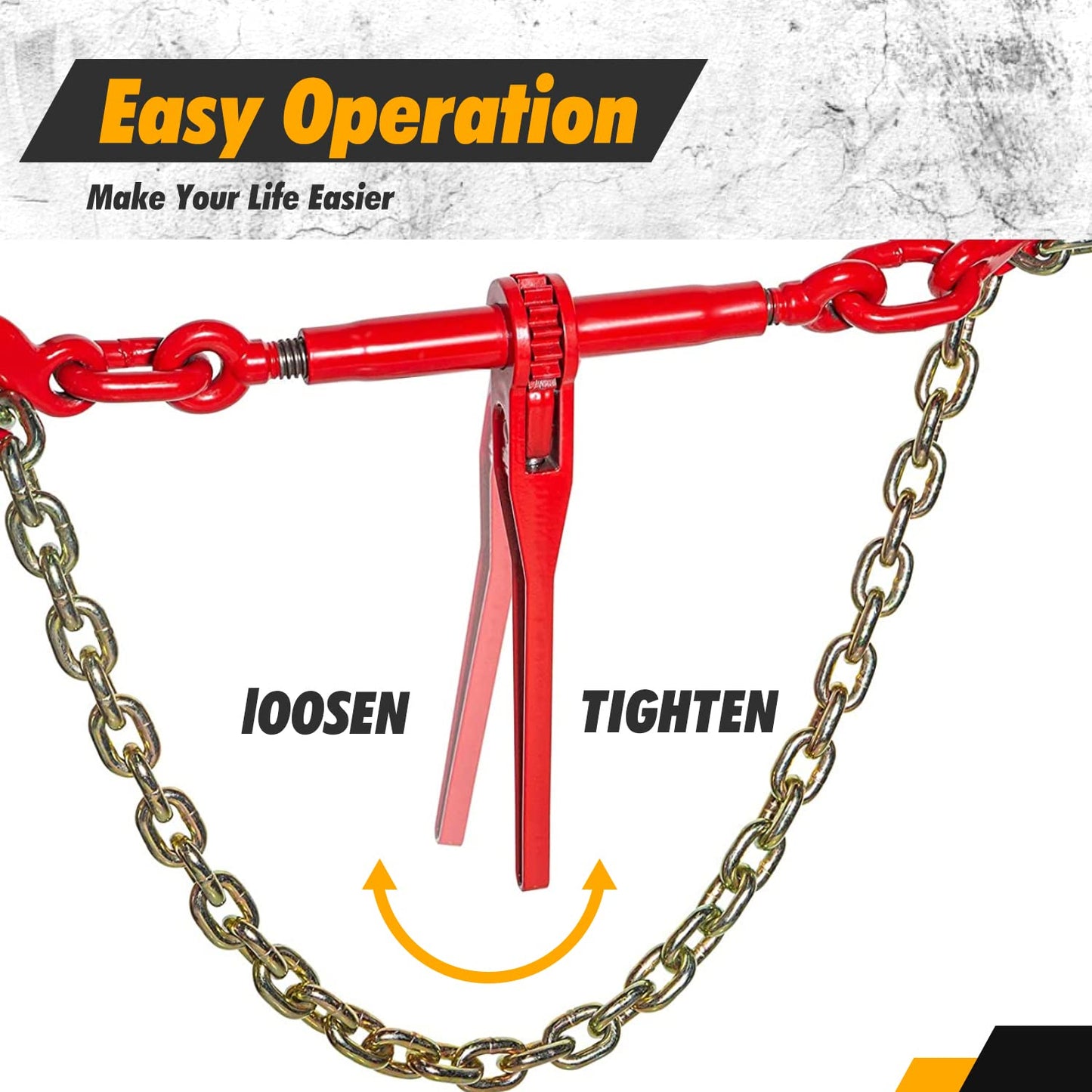 Digank Chain Binder 3/8" -1/2" Grade 70 and 3/8"×10ft Chains Includes (2) Binders and (2) Chains for Industrial Agricultural Towing Applications in Chain and Binder Kit