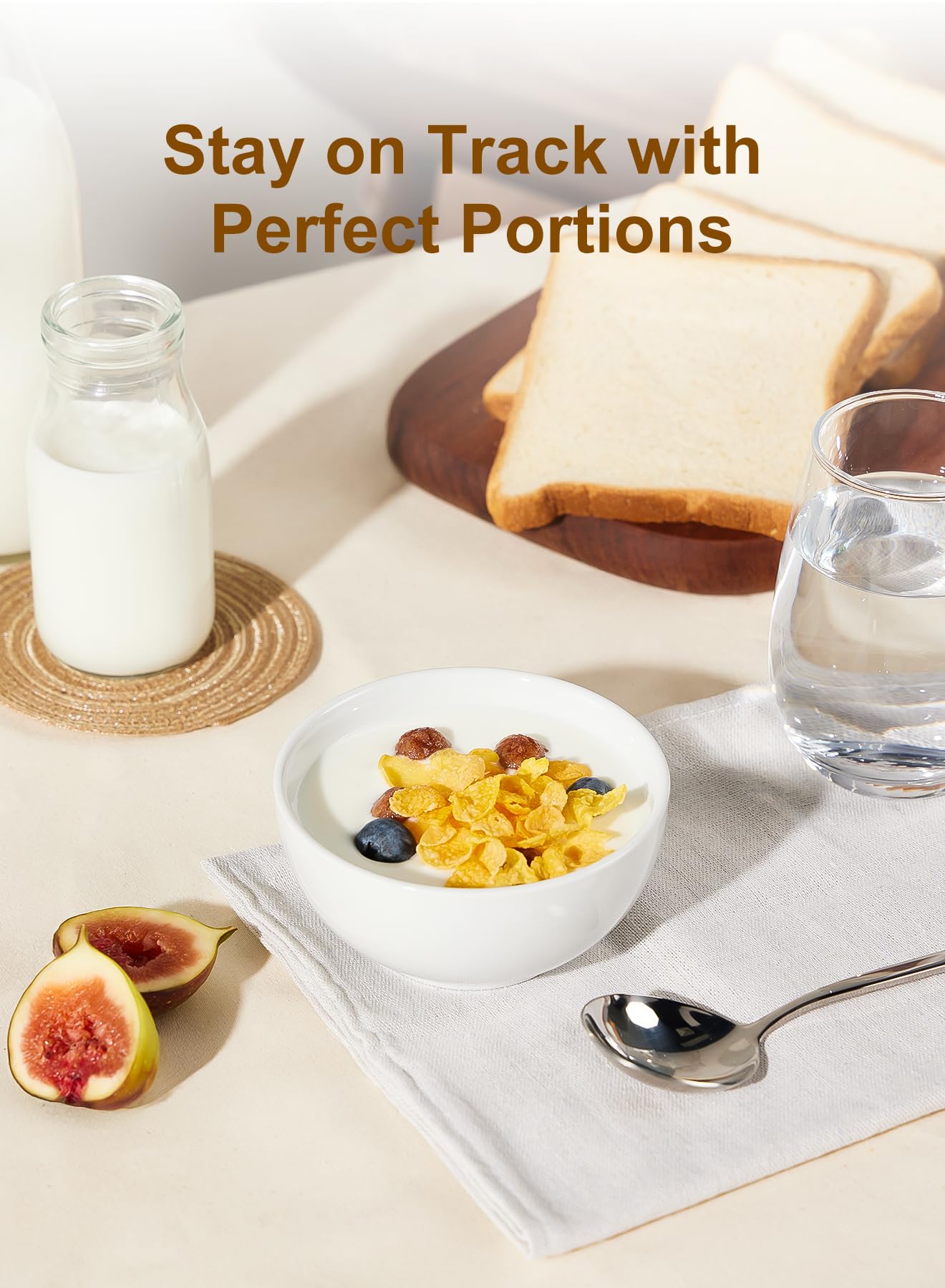 Yedio Small Bowls Set, White Ceramic Bowls of 6, 10 oz Porcelain Bowl for Kitchen Dessert Rice Side Dish Snack Soup Fruits Cereal Ice Cream, Microwave Dishwasher Freezer Oven Safe Easy Clean Stackable