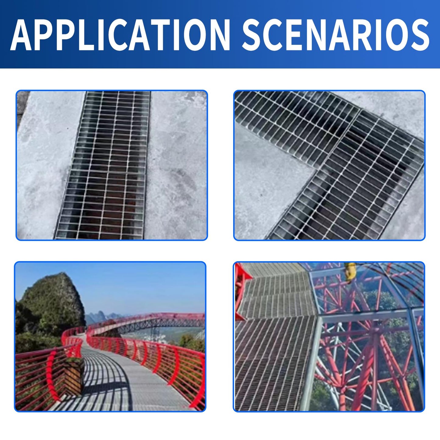 Galvanized Steel Drain Grate, B125 Class Channel Grate, Outdoor Drain Cover, Durable Heavy Duty Sewer Grate, Sliver Square Drainage Grate, Suitable for Garages, Sewers (20 x 40)