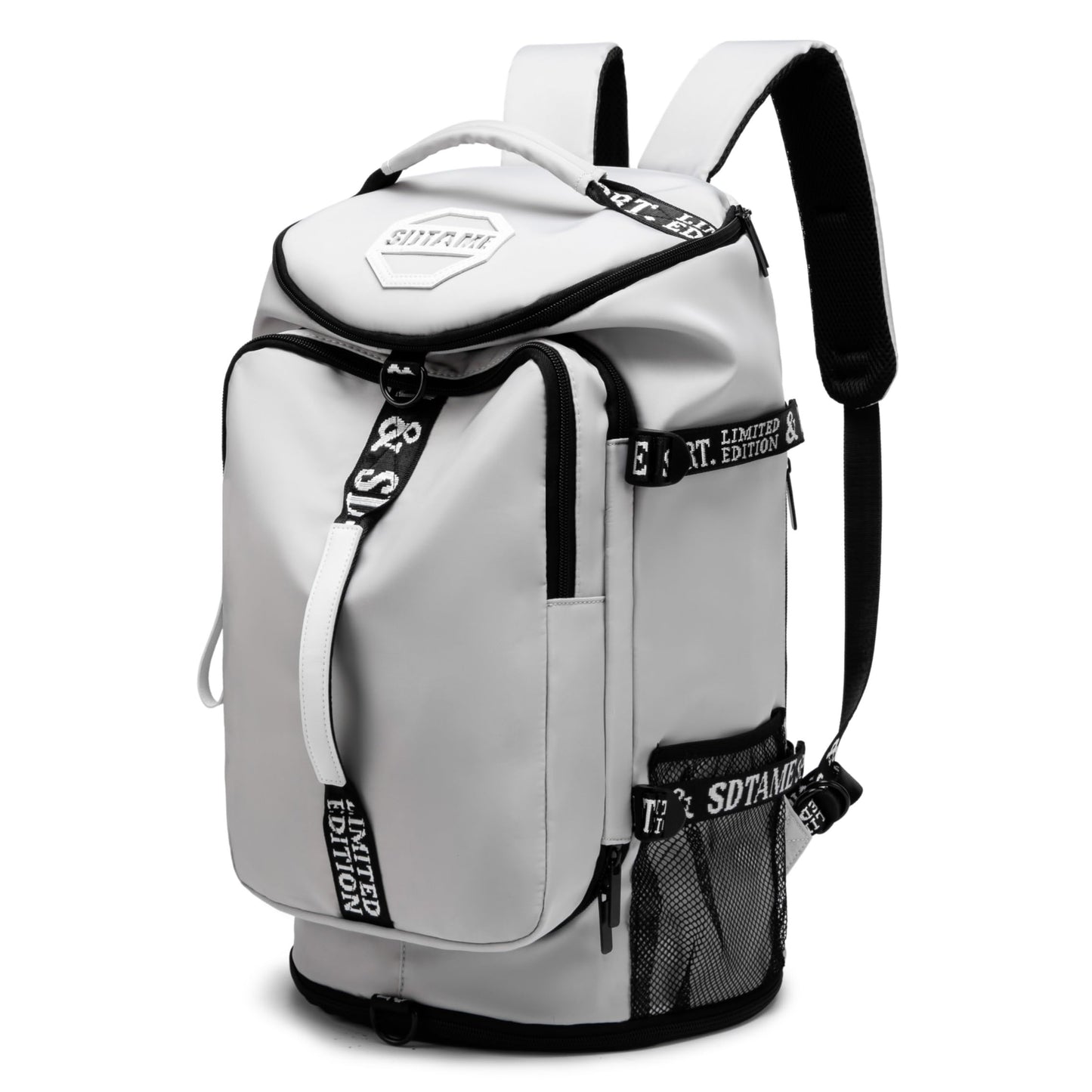 Gym Duffle Bag Backpack with Shoe Compartment,4 ways Travel Backpack for Women and Men,Multi-Functional bag with Waterproof Layer&Laptop Compartment for Fitness, Travel,Camping(Grey)
