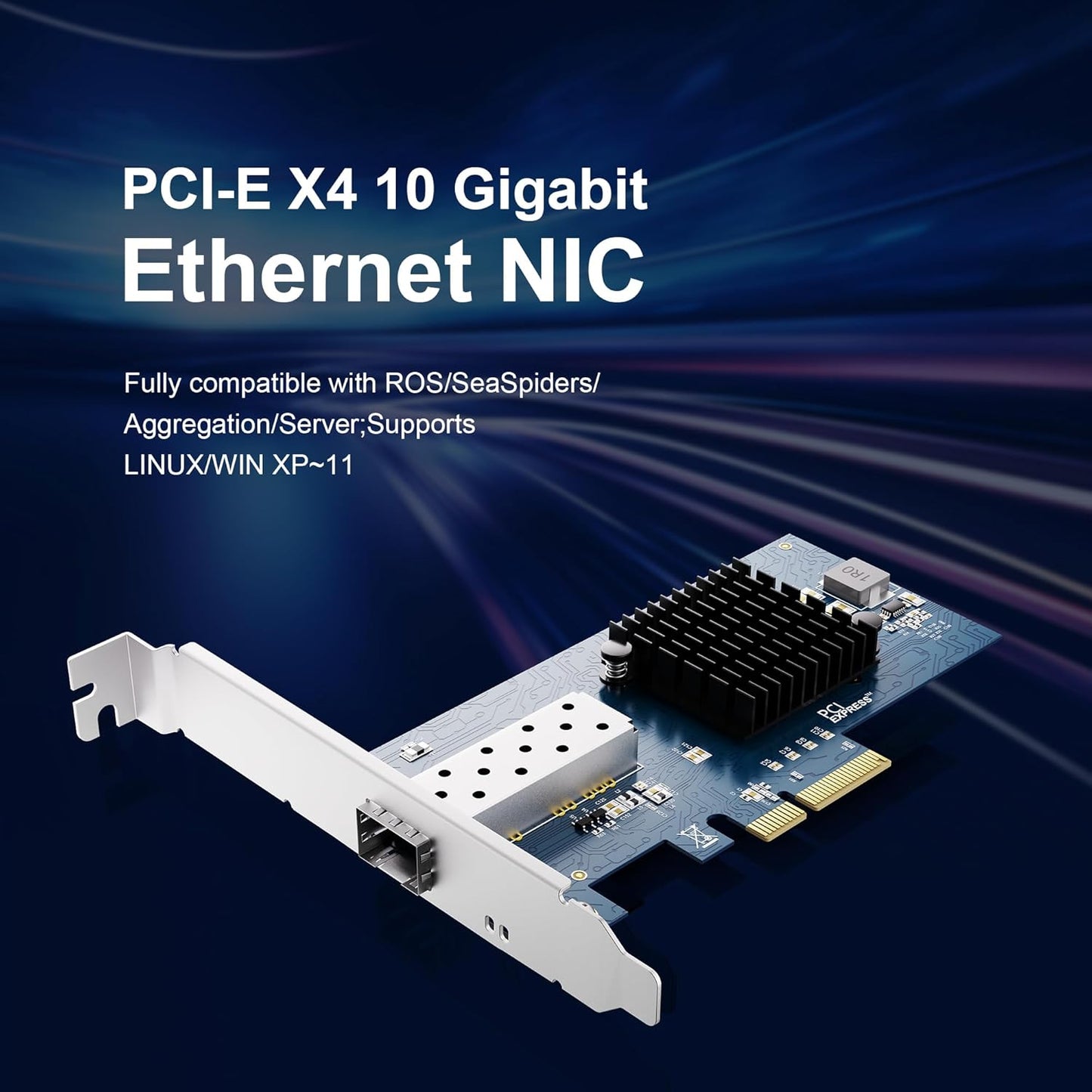 BZIZU 10Gb 82599EN, X520-DA1 X4/X8, PCIe NIC, Intel SFP+ Port, Compatible, PCIe Low Profile, Supports Windows