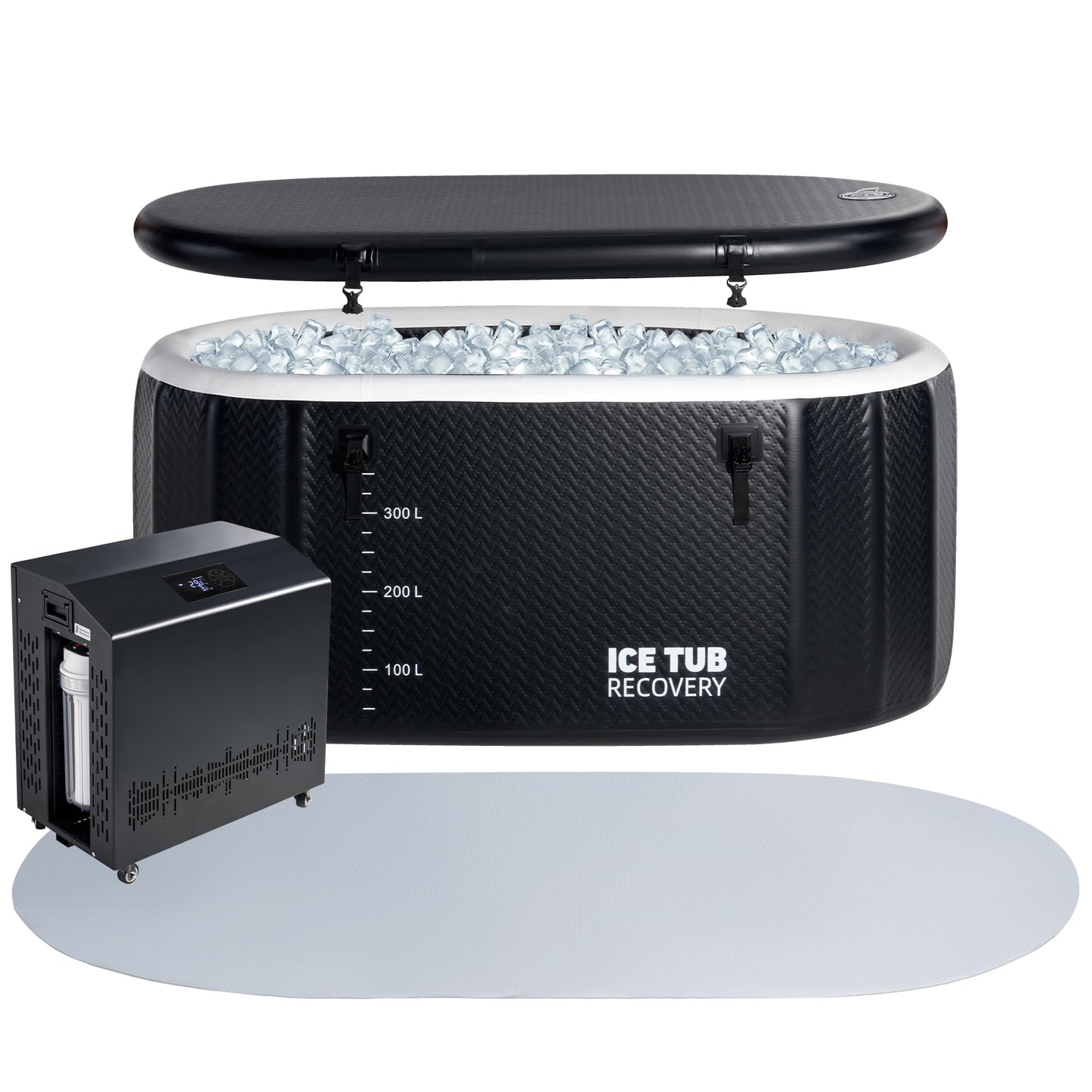 Albott Cold Plunge Tub with 1HP Chiller, Inflatable Ice Bath Tub with App Control, UV/Ozone System, Insulated Lid & Wheels, Full-Body Recovery Tub for Athletes, 150 Gal, 59"x32"x28"