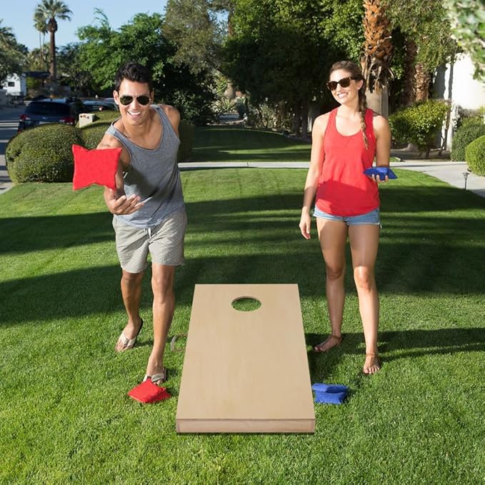 Cornhole Set 4'x2' Cornhole Board Sets with Bags Regulation Size, Corn Hole Games for Adults Outdoor Bean Bag Toss Game, Solid Wood