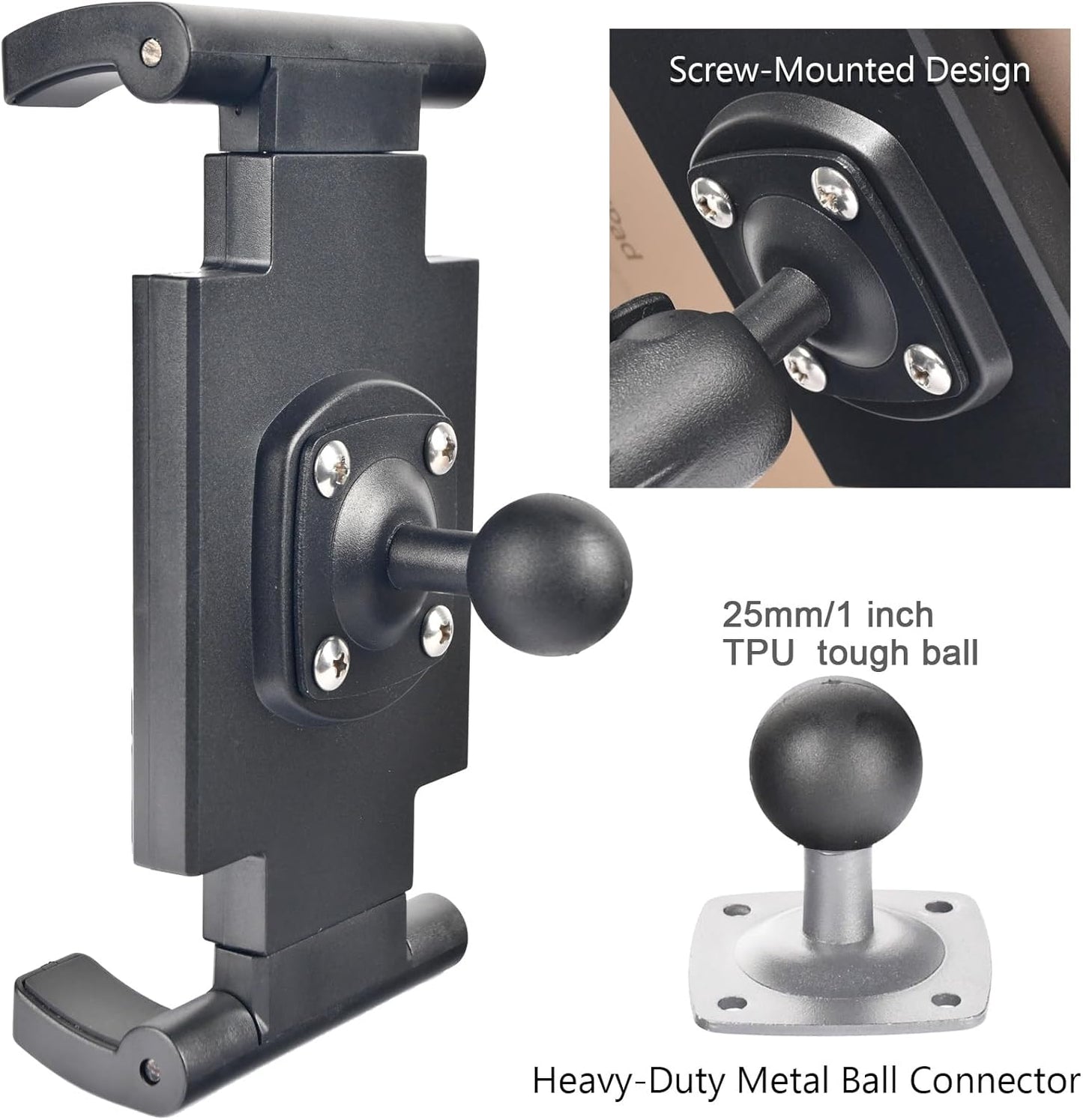 VAUBORTTI 1" 7-12.9" Ball Tablet Holder Screw-Mounted Tablet Mount Compatible with RAM B Size System, Adjustable iPad