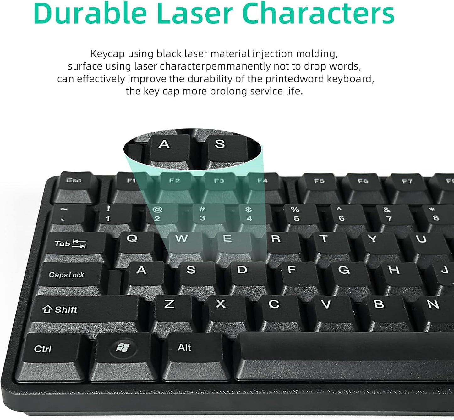 YORUNOHOSHI PS2 104 Wired Keys Computer Keyboard with Stands,Waterproof - US Layout Compatible for Windows, PC, Laptop