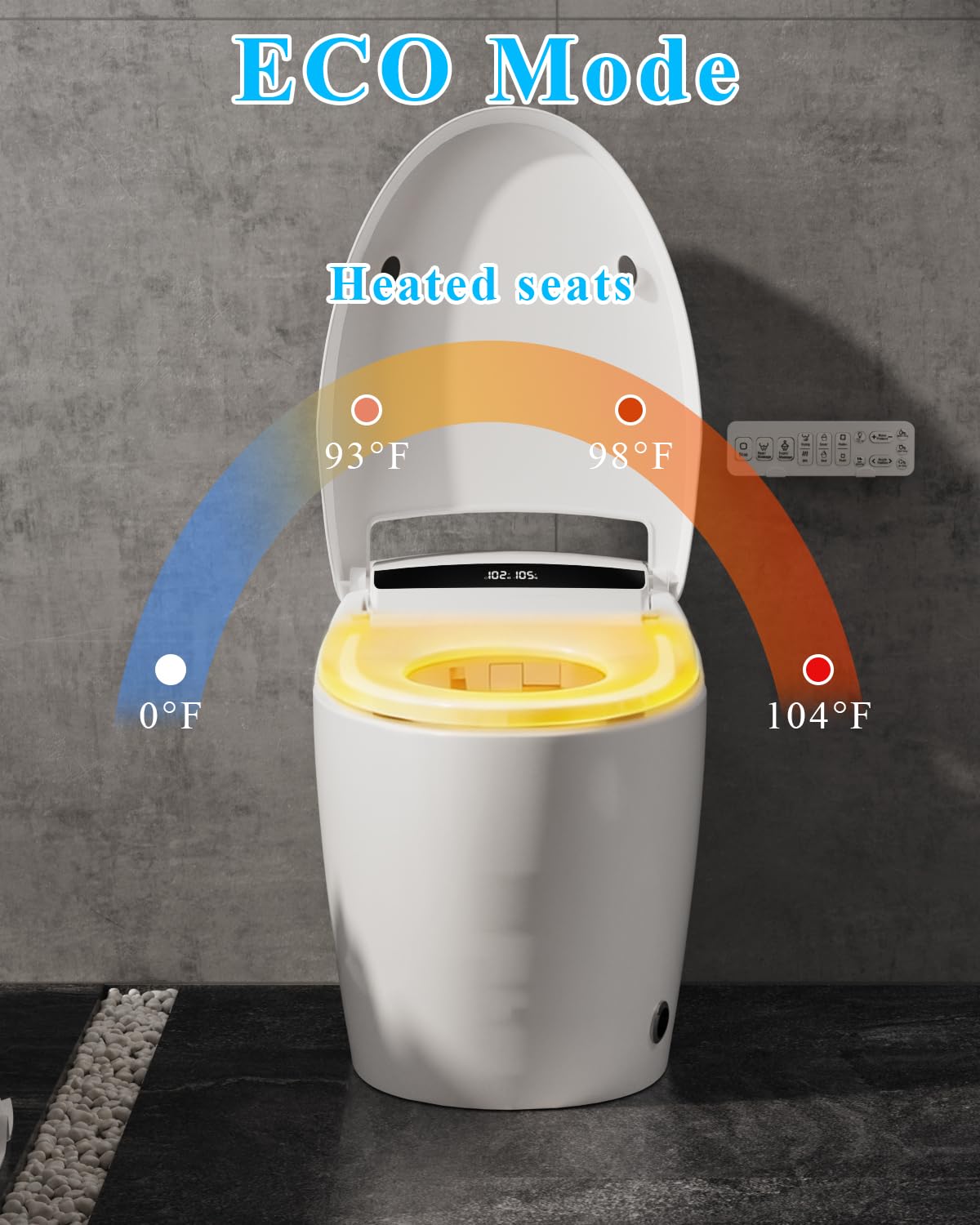 TOTTE Smart Toilet with Bidet Built-in, Auto Open/Close Lid, One Piece Elongated Toilet with Instant Warm Water & Warm Air Dryer, Self-Cleaning Technology, Night Light, Tankless Toilet, ECO Mode