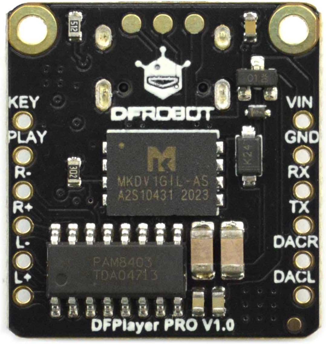 DFROBOT MP3 [128MB 24-bit ESP32, DFPlayer Pro Module Onboard Memory] - No TF Card Required, Type-C U-Disk Mode