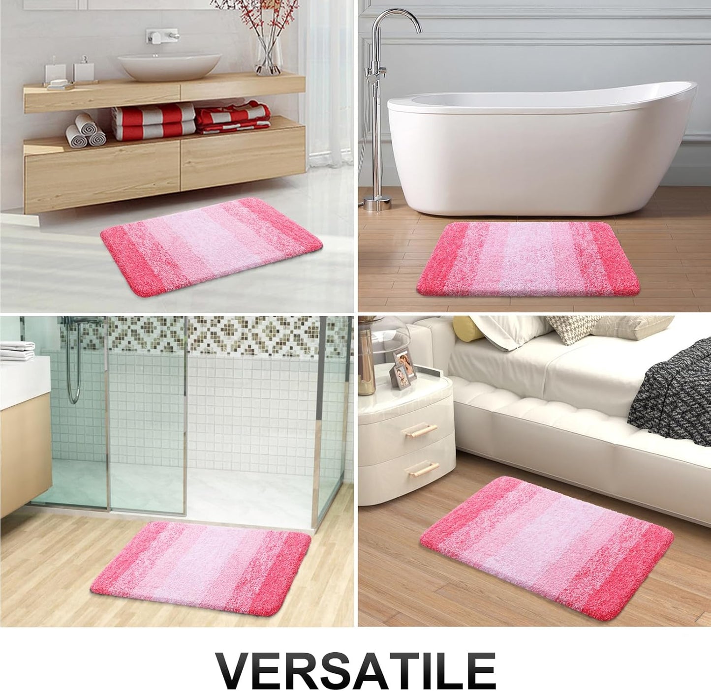OLANLY Large Bathroom Rugs - Extra Soft Microfiber Mat 50x30 | Quick Dry, Machine Washable, Pink
