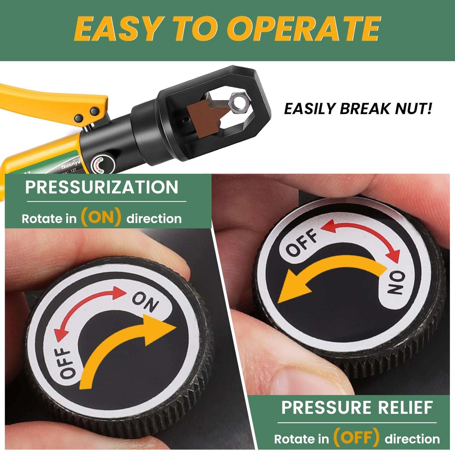 Huanyu Hydraulic Nut Splitter Tool Heavy Duty Nut Separator Portable Cracker Force 10T Cutting Range M27-M34 M34-M41 for Removing Rusty Broken Damaged with Storage Box YP-41
