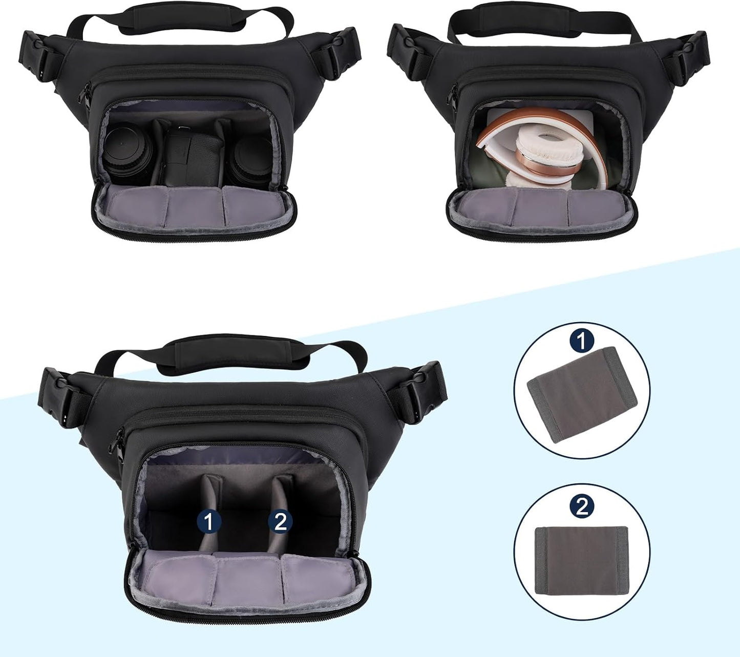 MOSISO Camera Bag, Camera Sling Bag for Photographers, Double Layers Camera Shoulder Bags for DSLR/SLR/Mirrorless