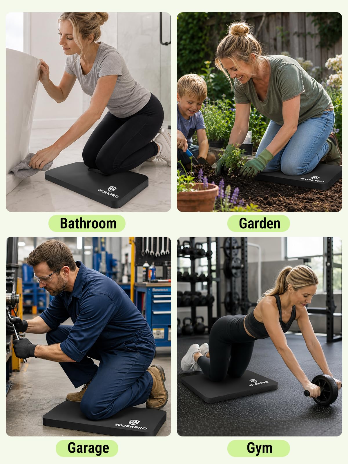 WORKPRO Extra Thick Kneeling Pad, Soft NBR Foam Cushioning for Knee, Large Foam Kneeler Mat for Gardening, Bathing Baby, Exercise, Workout Supplies, 17.5 x 11 x 1.5 in, Black