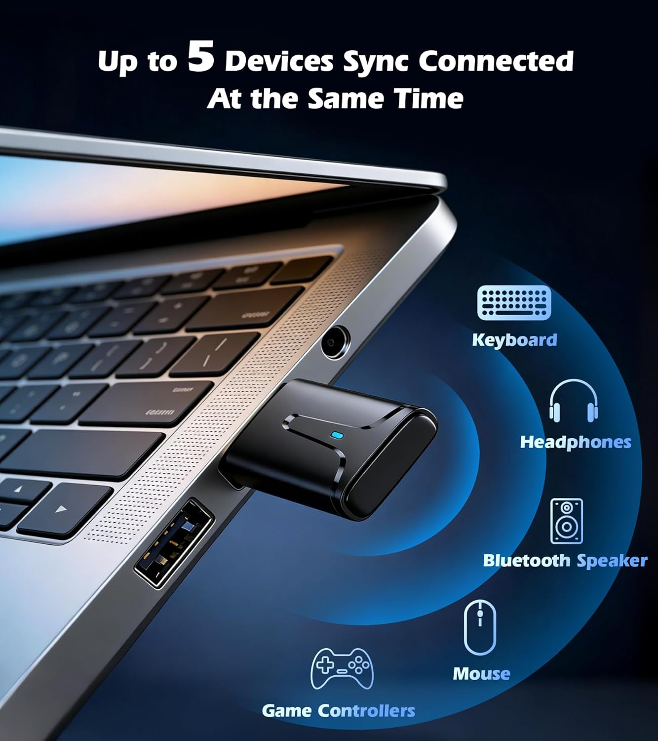KAIY 5.3 11/10/8.1 USB Bluetooth Adapter for PC, Long Range Bluetooth Dongle Receiver for Desktop & Laptop, Plug & Play