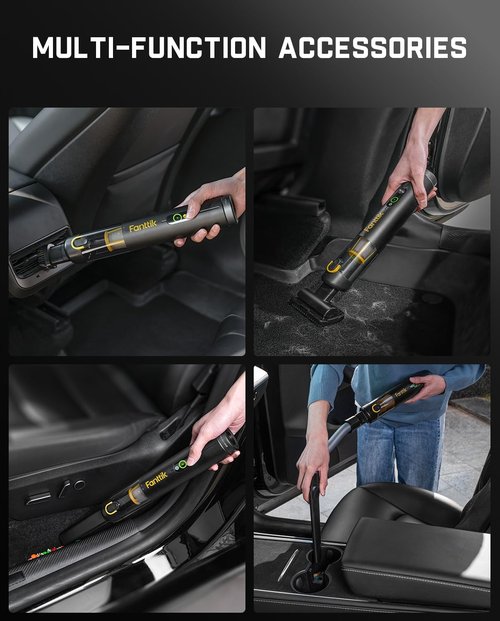 Fanttik Slim V10 APEX Cordless Car Vacuum - 4-in-1 Portable Mini Handheld Vac with 19kPa Suction Power | Smart Digital Display & 2 Suction Modes (Black)
