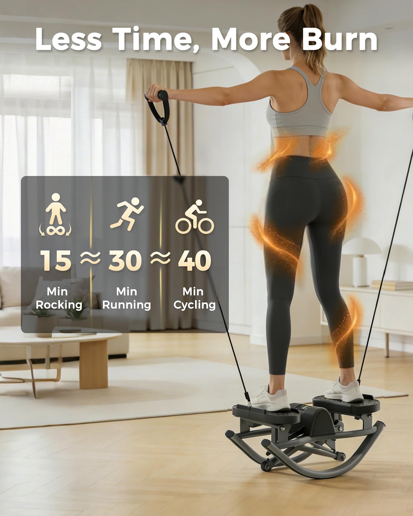 FineWay Upgraded Rock Stepper 2.0 for Exercise at Home, Rocking Stepper Side to Side, Low-Impact Knee-Friendly Exercise Machine with Resistance Bands, LCD Monitor & 330 LBS Capacity, Full Body Workout