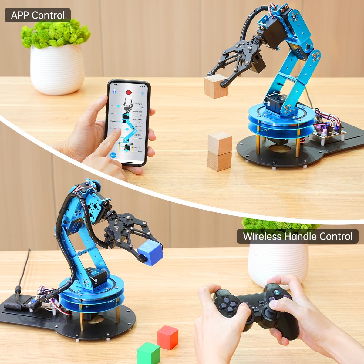 LewanSoul Robotic Arm Kit 6DOF Programming Robot Arm with 5 Servo, Handle, Mechanical Claw and More, PC Software APP Control with Tutorial