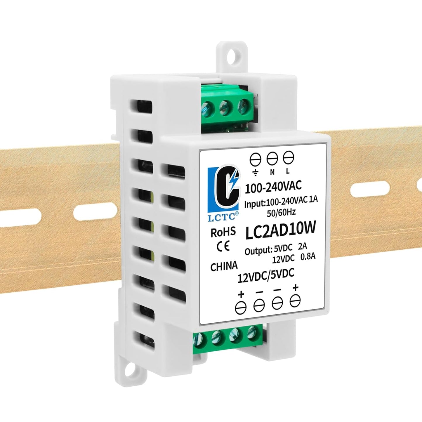 LCLCTC 5V 12V Rail2A 0.8A,Dual 10W,Input 100-240Vac,120VAC 115v 5 Power Supply din Output to Volt, LED, CCTV, Arduino