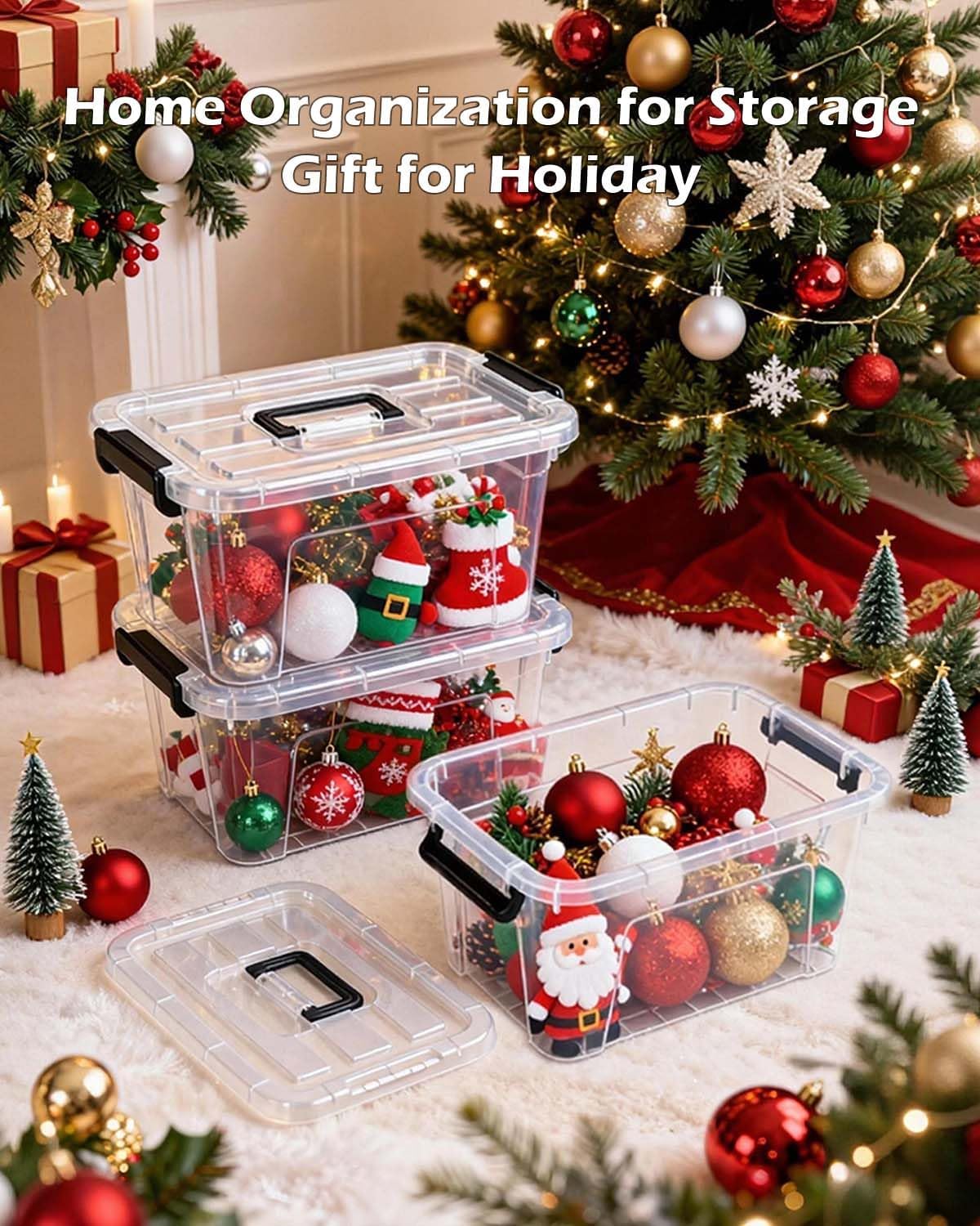 NUMIFUN Plastic Storage Bins - 7 Quart Stackable Organizer with Lids & Buckle-Up Latches | 6 Pack for Home & Office