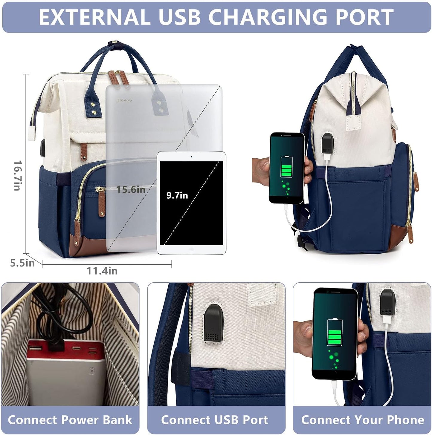 Backpack 15.6 Inch BackPacks Pack Daypack Focdod Laptop for Womem Work Bags: Travel Durable Back With USB Charging Port