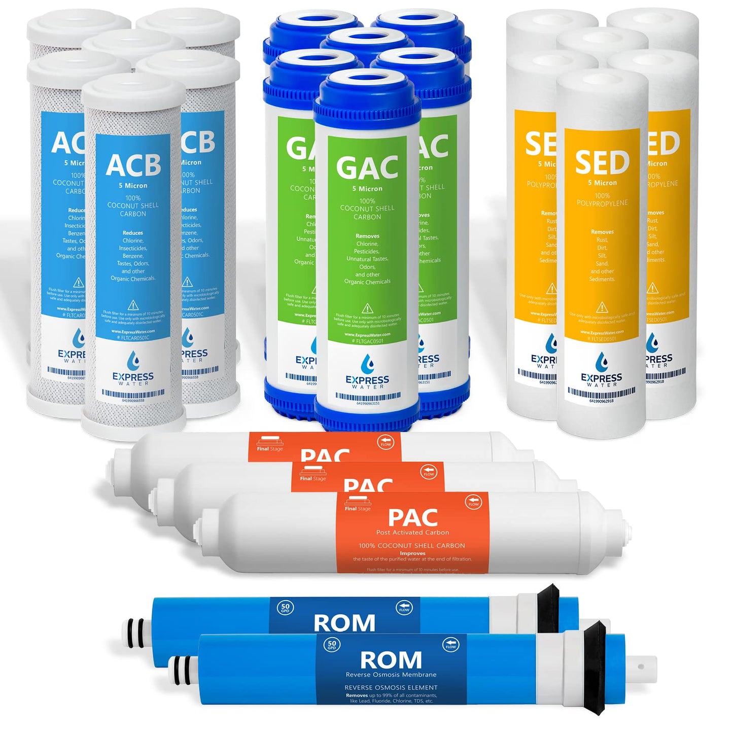 Express Water 3 Year Reverse Osmosis System Replacement Filter Set with RO Membrane