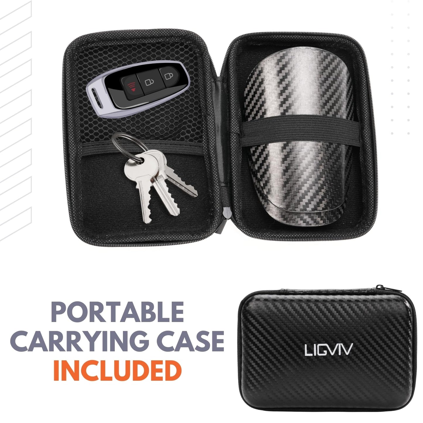 LIGVIV Mini Soccer Shin Guards - Carbon Fiber Shin Pads with Portable Carrying Case for Men, Women, Youths