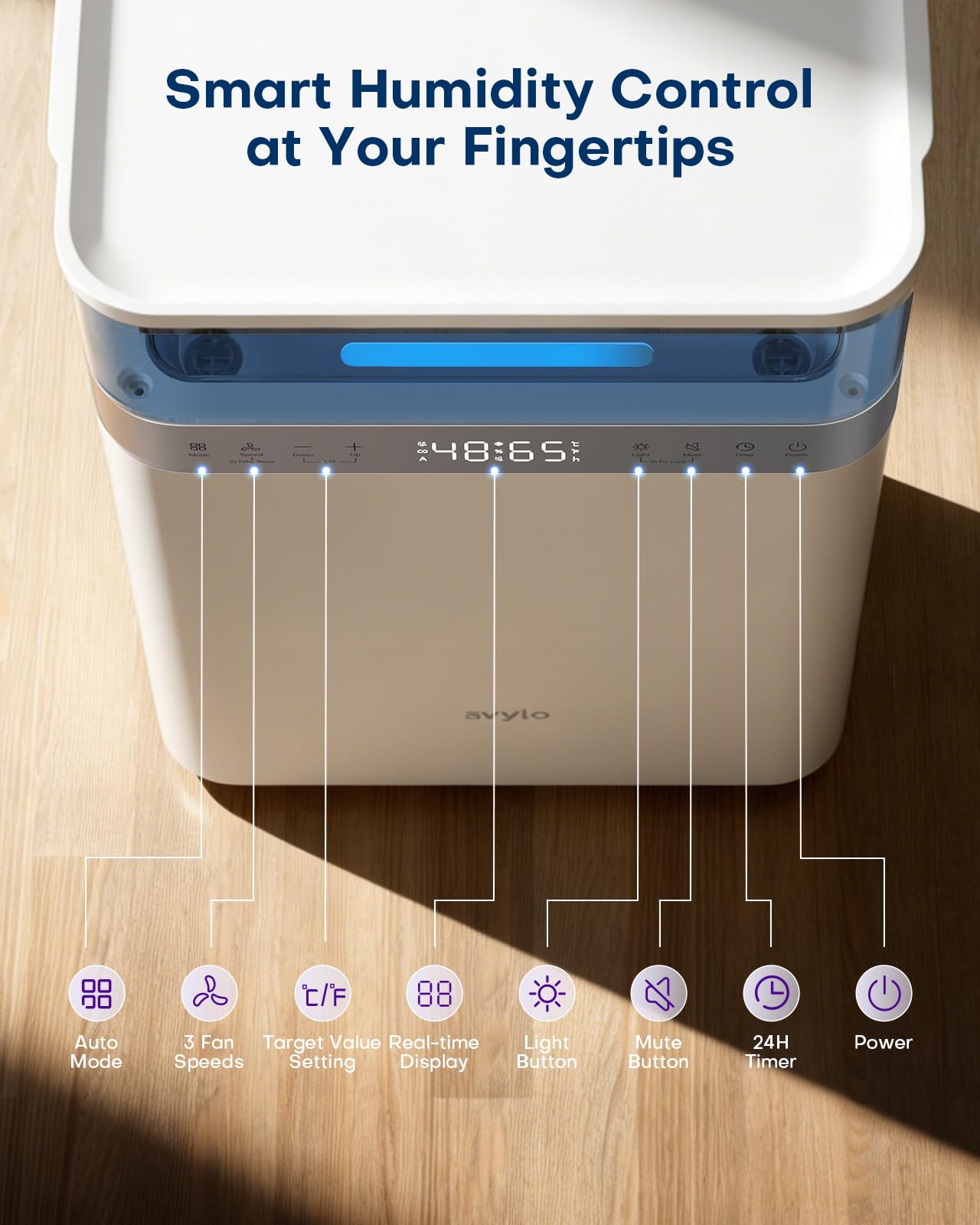 avylo Dehumidifier for Basement with Pump, 2.11 Gallon Top-Mounted Water Tank, Max 90 Pint/D, Energy Star Most Efficient 2025, 4500 Sq.Ft Dehumidifiers for Home with 41dB, Drain Hose, Auto Defrost