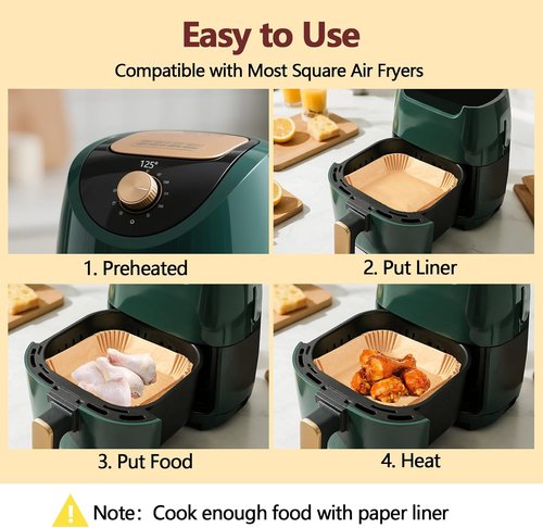 9 Inch Air Fryer Liners by [Brand Name] | 125PCS Heat Resistant Non-Stick Parchment Paper
