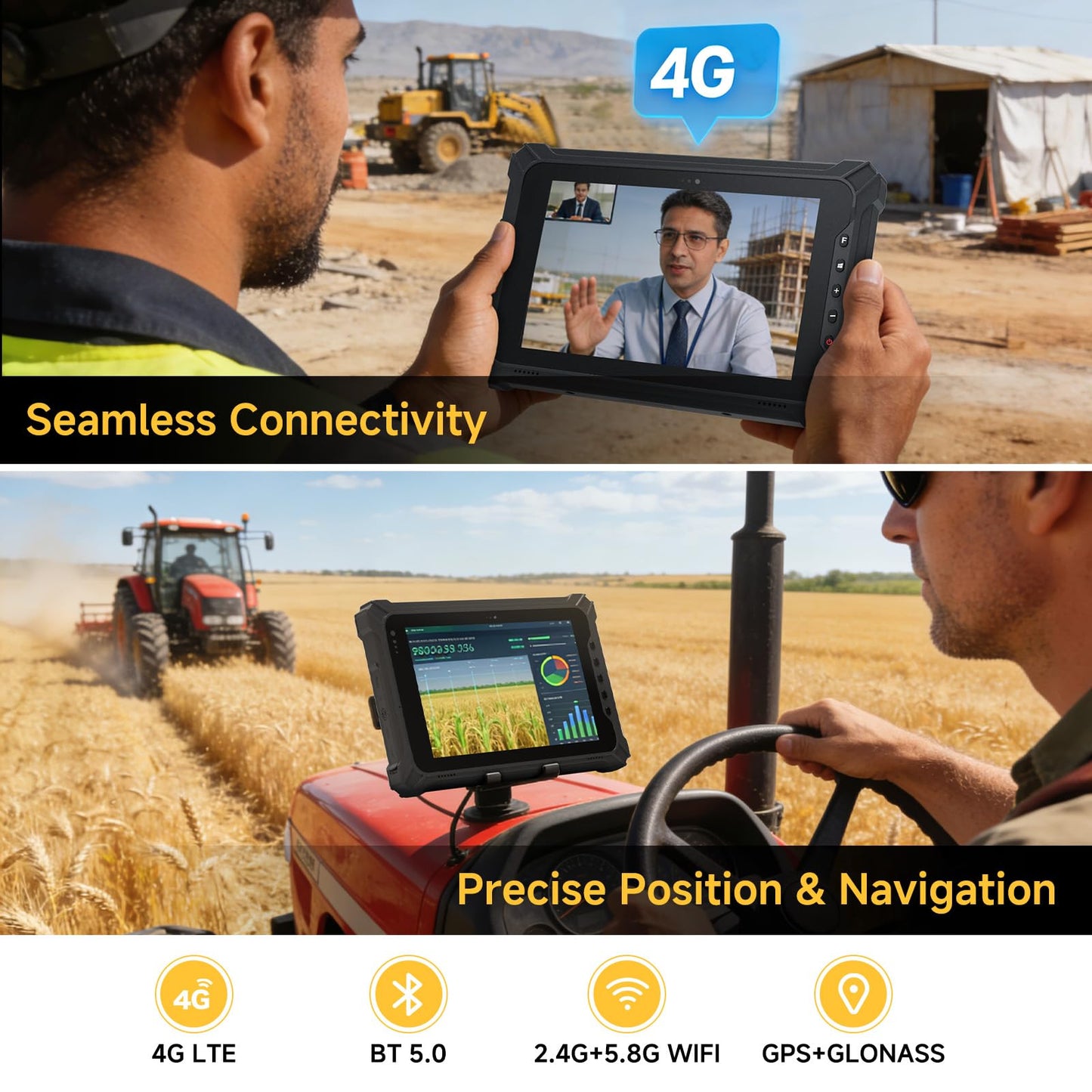 Arrvel Rugged Tablet with Barcode Scanner I17J, 10.1" Windows 11 Pro w/Honeywell N4680 Scan Engine, 1D/2D QR Inventory Scanner, 8GB+128GB Industrial Tablet for ERP WMS, Warehouse, Retail, IP65