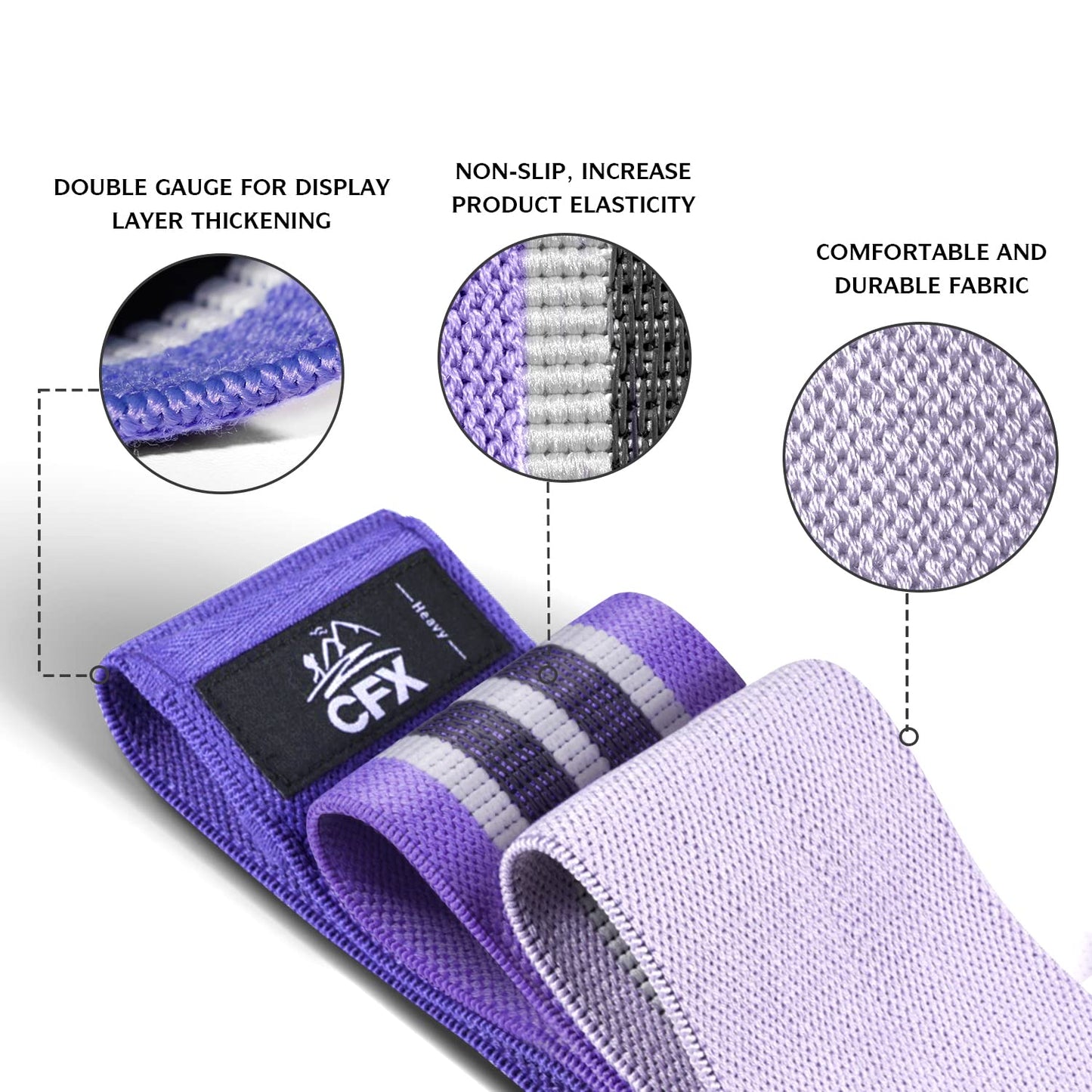 CFX Resistance Bands Set, Exercise Bands with Non-Slip Design for Hips & Glutes, 3 Levels Workout Bands for Women and Men, Booty Bands for Home Fitness, Yoga, Pilates