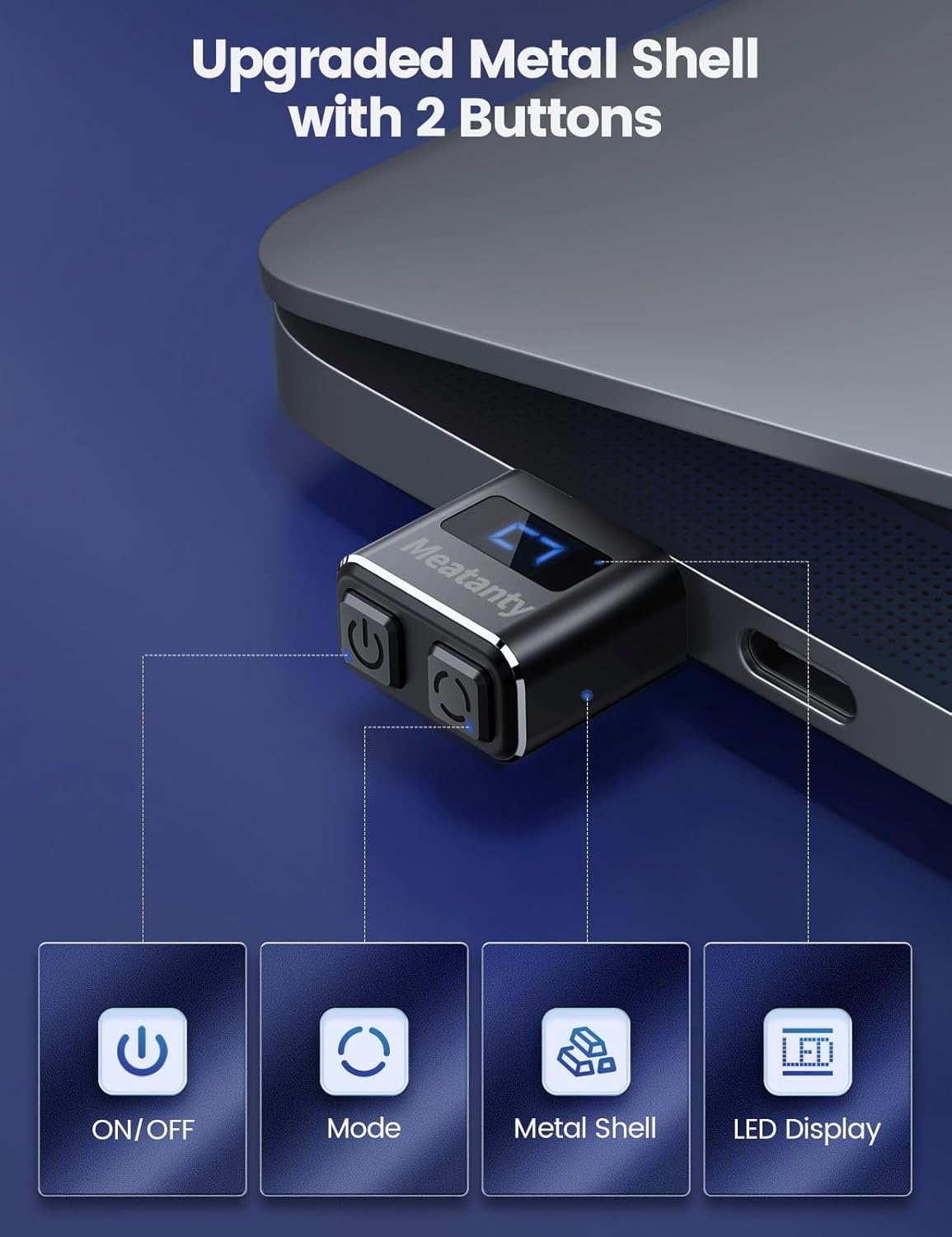 meatanty Metal USB-C Tiny Mouse Jiggler, Mouse Mover Undetectable, Automatic Shaker with Separate Mode and ON/Off