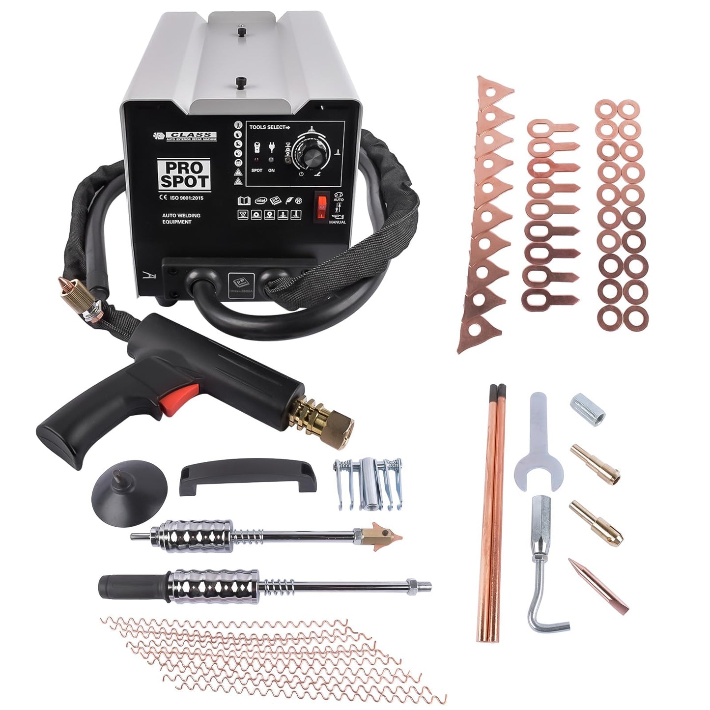 3000W Stud Welder Dent Repair Kit, 110V 3800A Pro Spot Dent Puller Welder, Auto Body Dent Puller Machine with 17 Accessories, 7 Welding Modes, Adjustable Welding Power, Automatic & Manual Welding