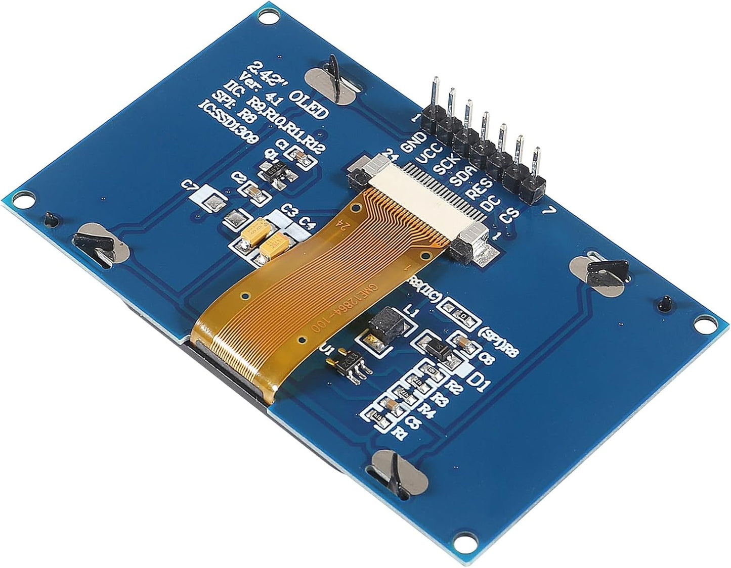 XIITIA 2pcs 2.42" SSD1309 128x64 2.42 Inch I2C 7 OLED Display Module OLED LCD Display Module IIC SPI Pin (Blue Light)