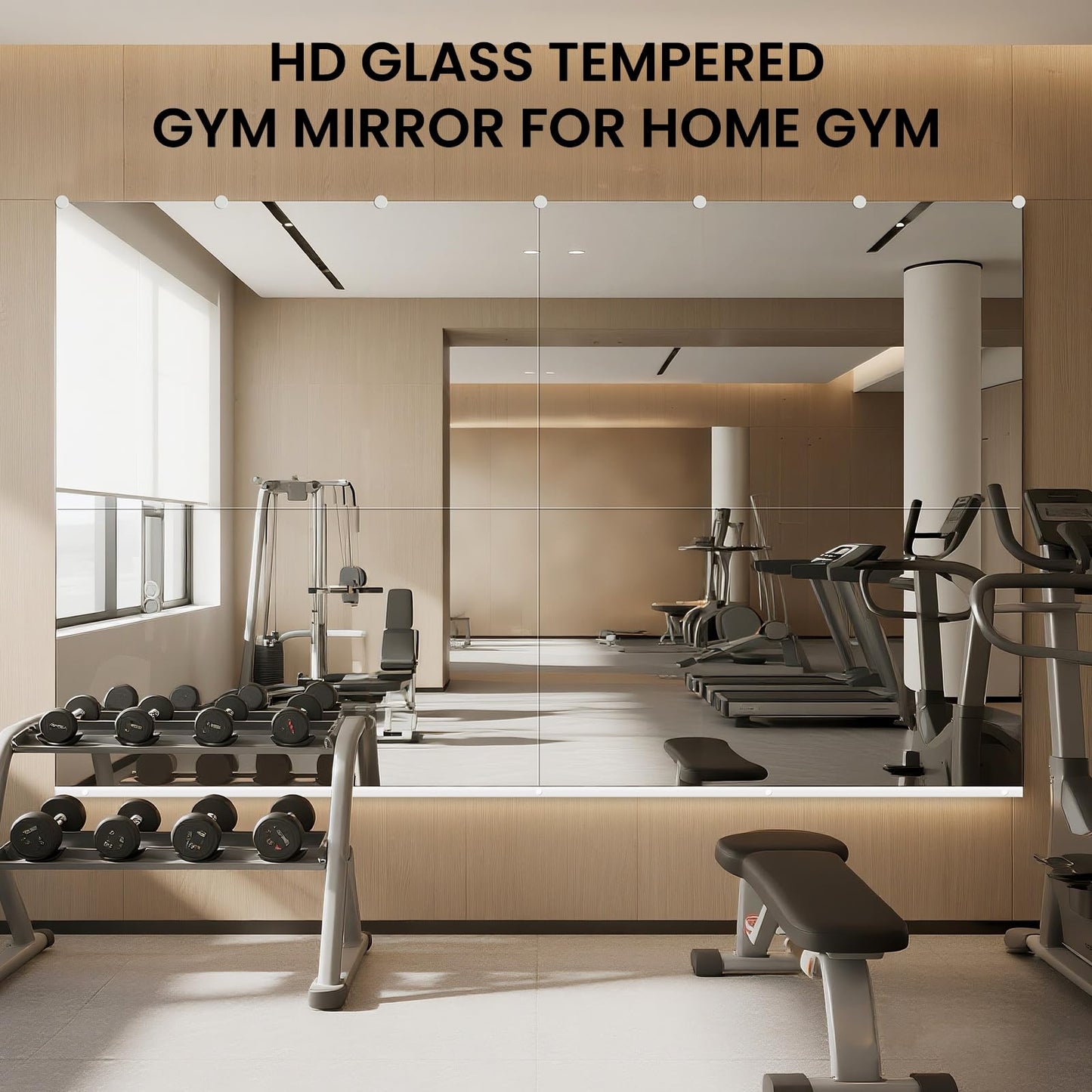 yuzeyurun Home Gym Mirror, Set of 2Pcs 48″×30″ Large Gym Mirrors, Tempered Glass Full Length Wall Mirrors, Full Body Mirror for Bedroom, Wall Mounted Mirror for Gym, Bedroom, Door