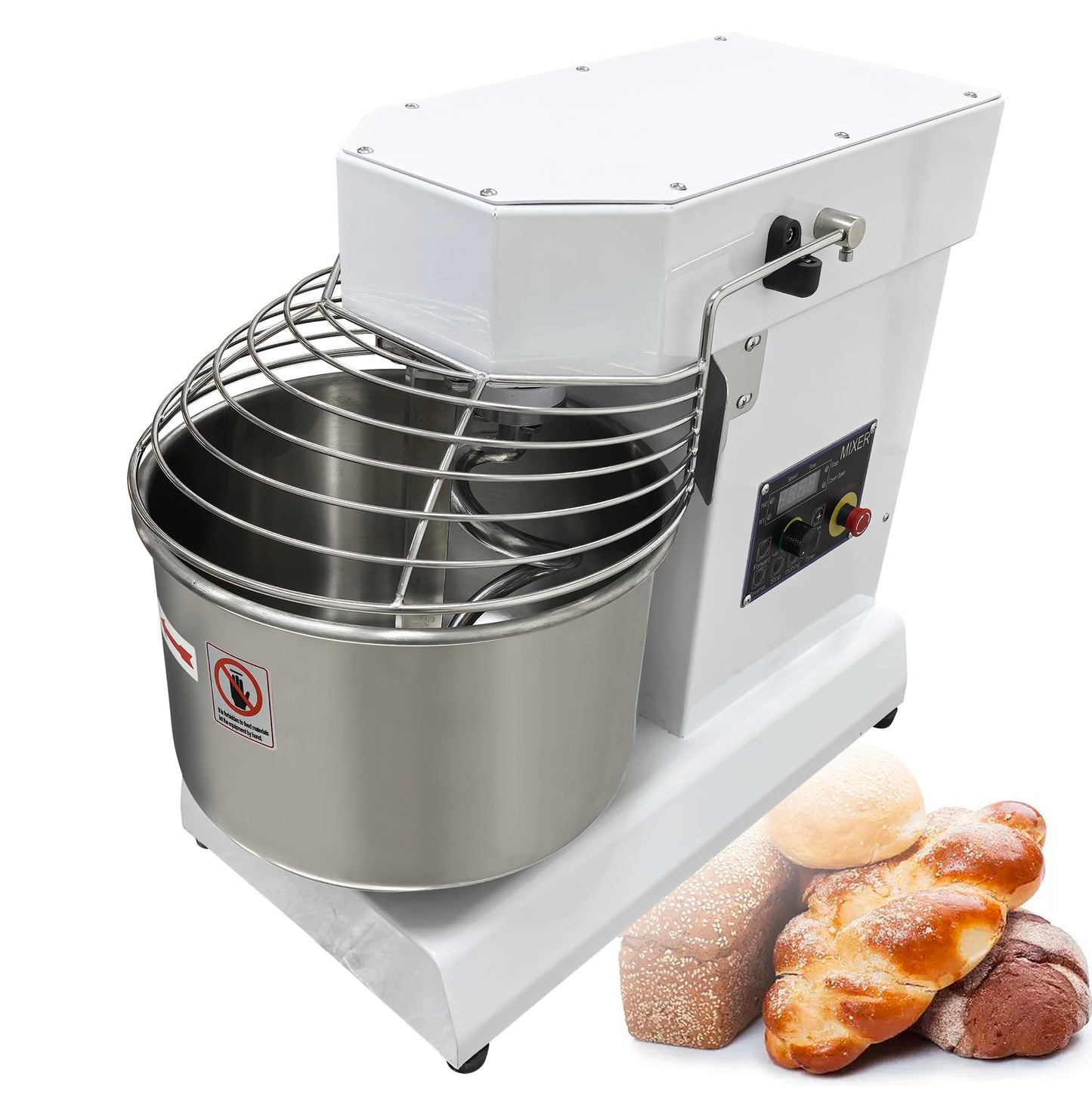 INTSUPERMA Commercial Dough Mixer Machine, 15 QT Electric Food Mixer, 153-268 RPM Adjustable Speed, Double Action, Double Speed,110V 1100W, 15 L Spiral Mixer for Schools Bakeries Restaurants Pizzerias