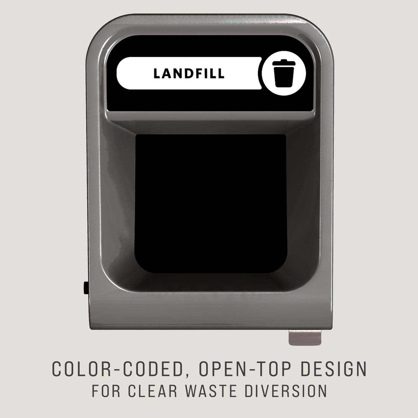 Rubbermaid Commercial Products Configure 1 Stream Landfill Trash Can, 23 Gal, Grey Stenni, Indoor for Stadiums/Food Courts/Airports